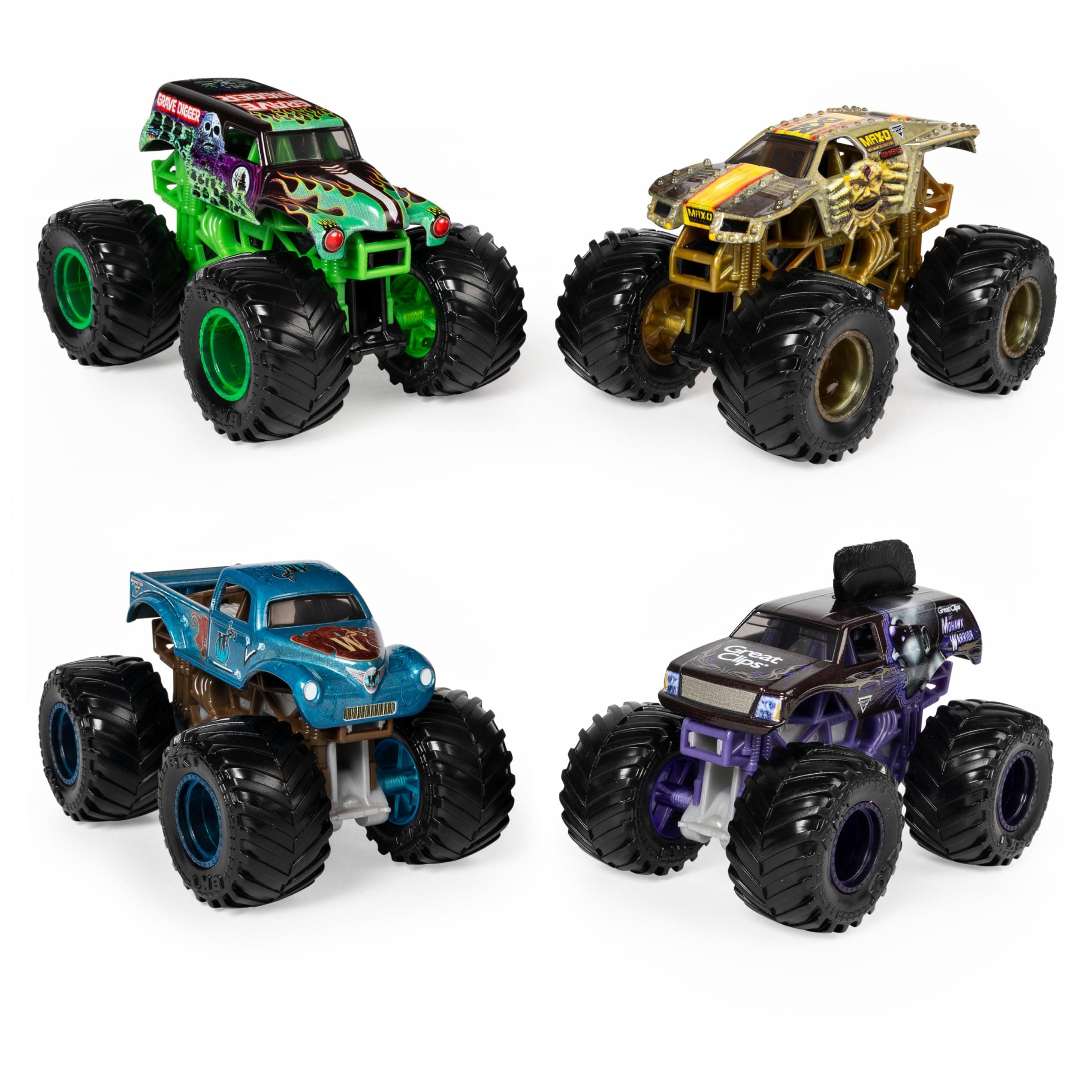 Monster Jam, Official Reveal The Steel 4-Pack of Color-Changing Die-Cast Monster Trucks, 1:64 Scale (6058463)