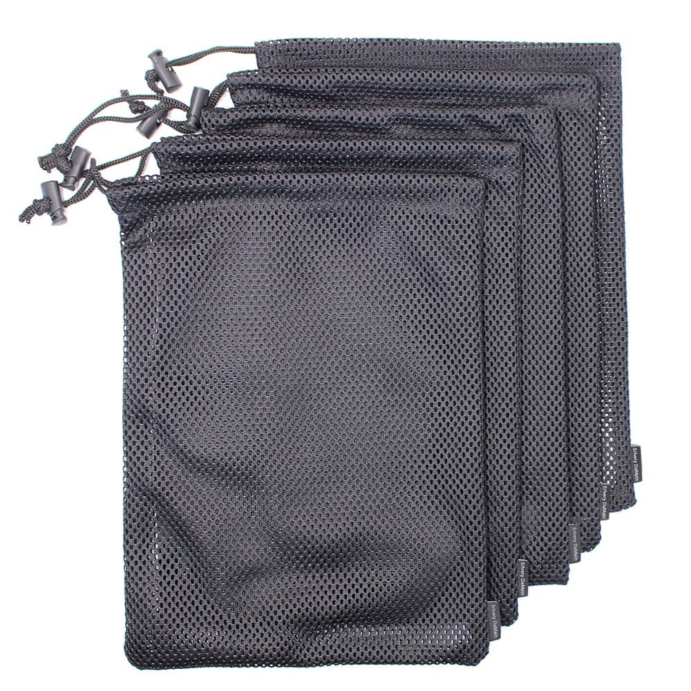 KOYEE 5 PCS Multi Purpose Nylon Mesh Drawstring Storage Ditty Bags for Travel & Outdoor Activity by Erlvery DaMain