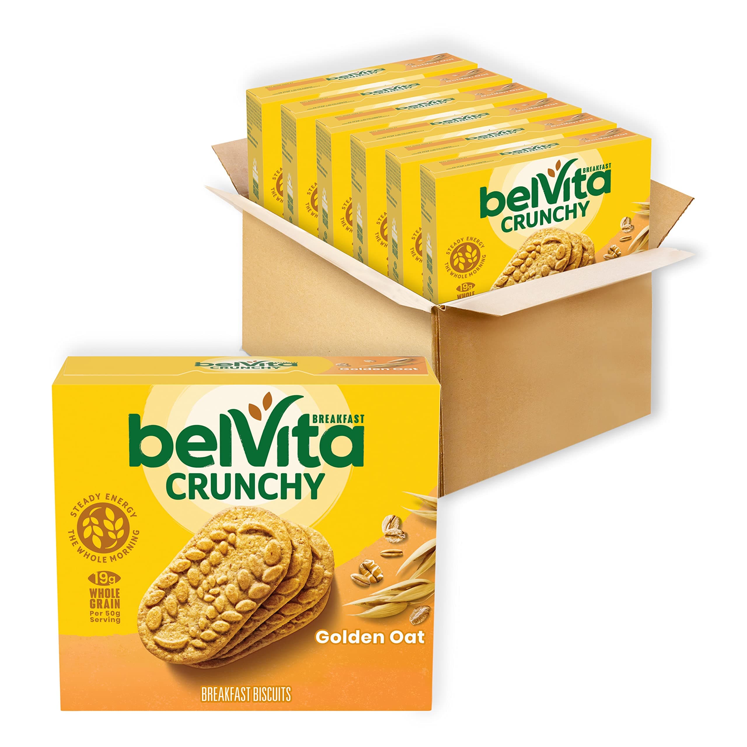 belVita Breakfast Bars Biscuits, Golden Oat, 30 Total Packs, 6 Boxes (4 Biscuits Per Pack)