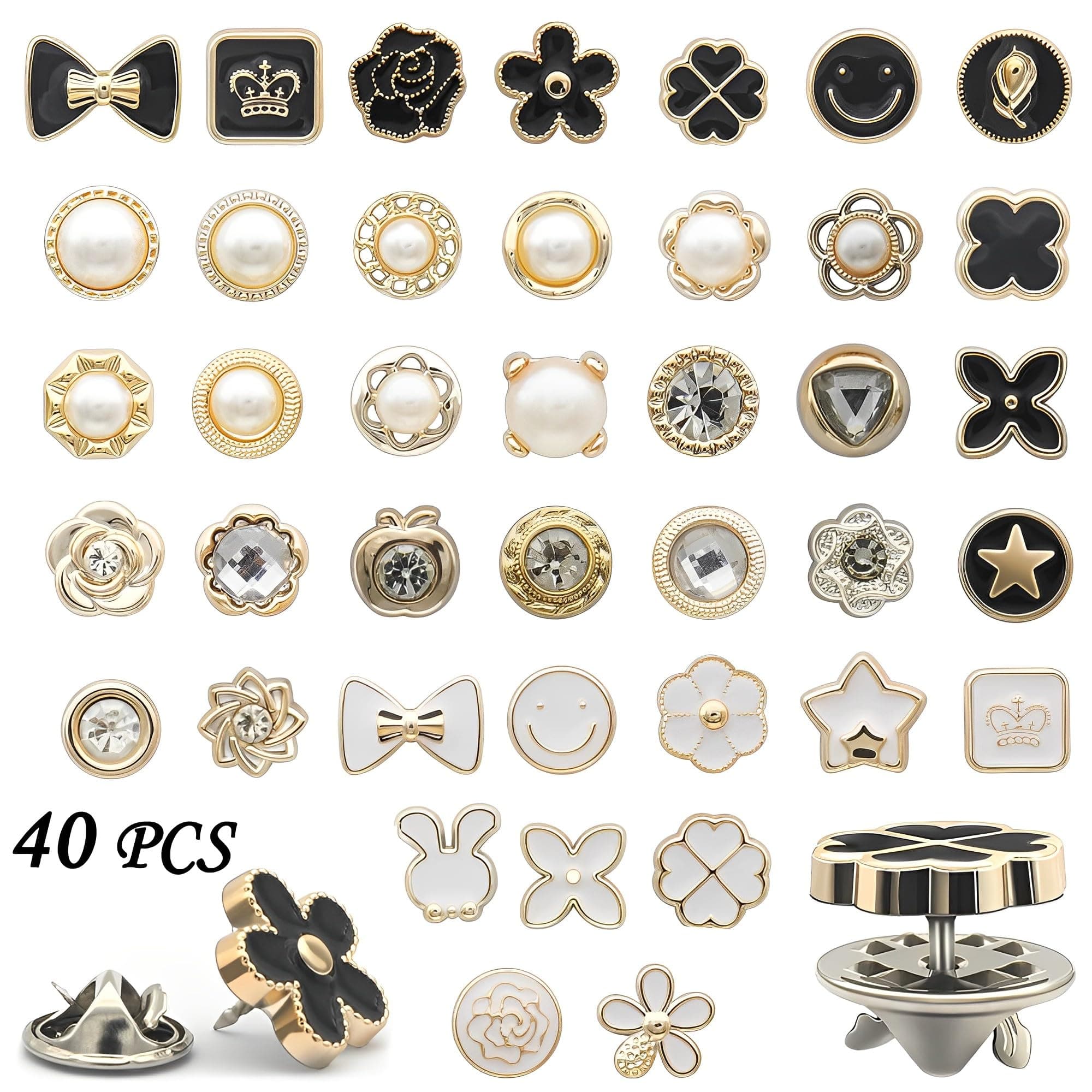 40Pcs Women Shirt Brooch Buttons, Safety Brooch Buttons, Safety Invisible Buttons Anti Exposure Fixed Brooche, Suitable for All Clothes, Hats, Bags and Other DIY Decorations