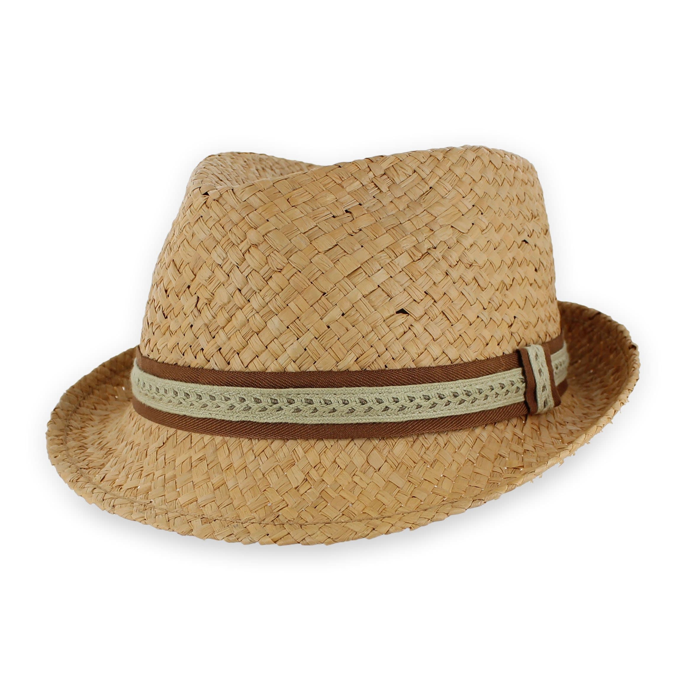 Belfry Men/Women Summer Straw Trilby Fedora Hat in Blue, Tan, Black (Medium, Tazz)