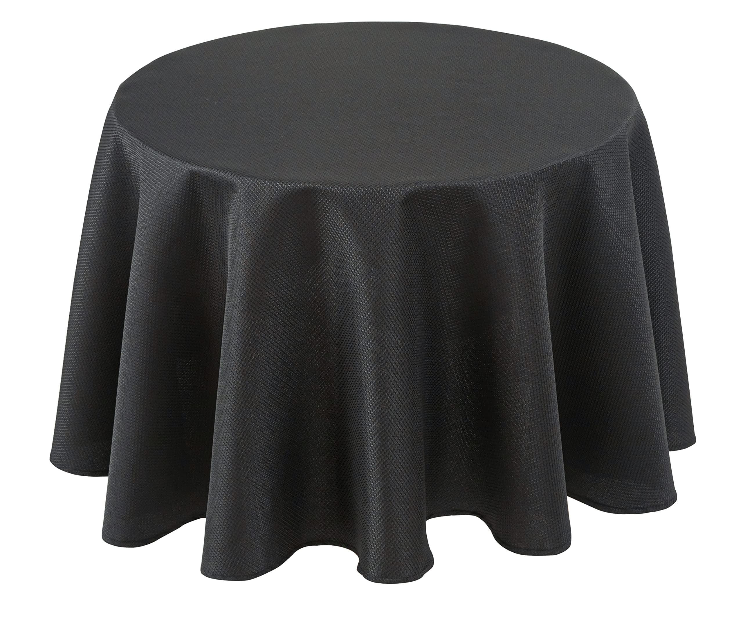 Biscaynebay Textured Fabric Round Tablecloths 70", Black Water Resistant Washable Table Cloth Circle Folding Table Covers for Dining, Kitchen, Wedding, Parties etc