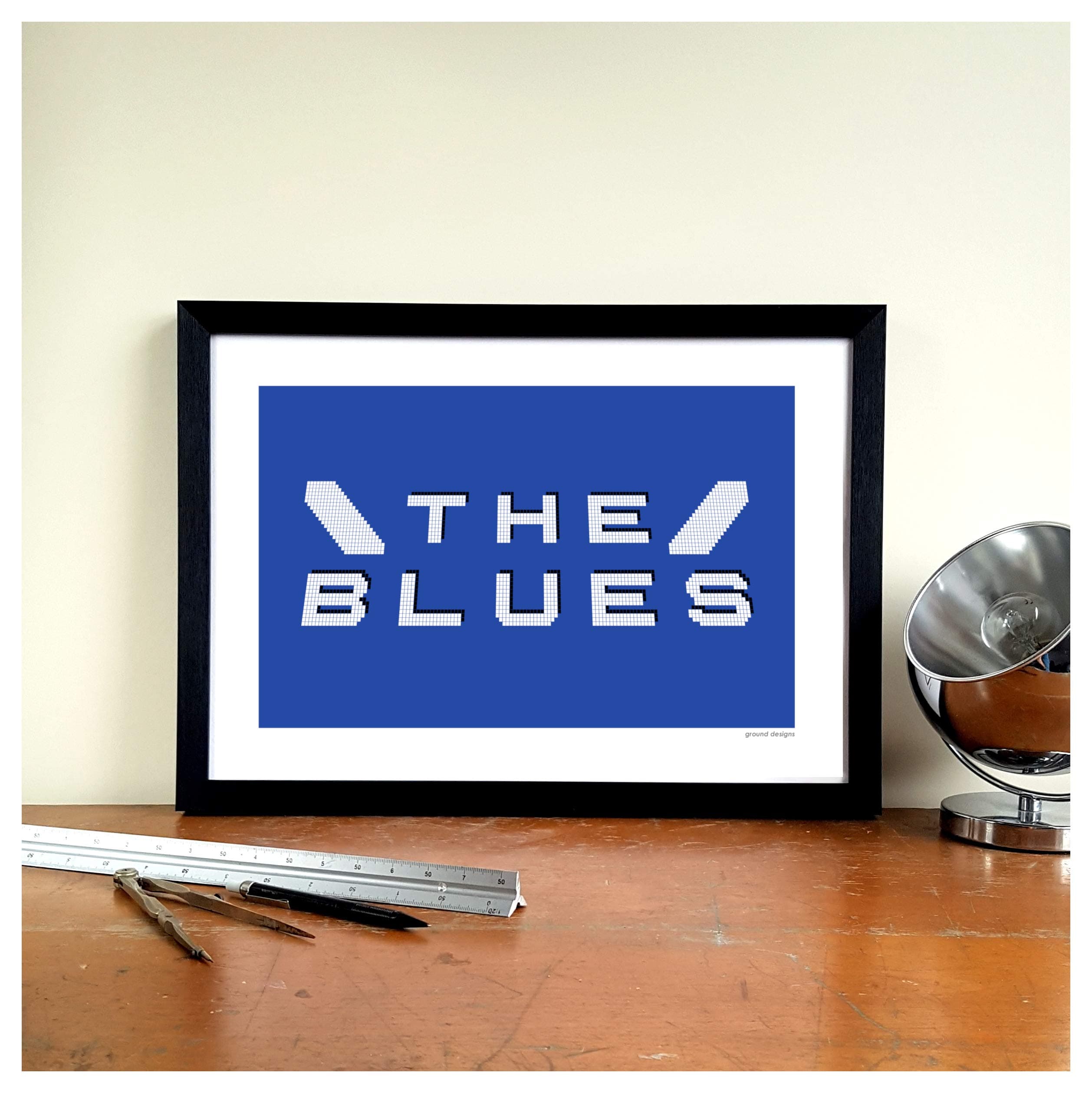 GroundDesigns Birmingham City FC Football Gift Graphic Design Art Print - St Andrew's"Tilton Blues" Ground Designs BCFC