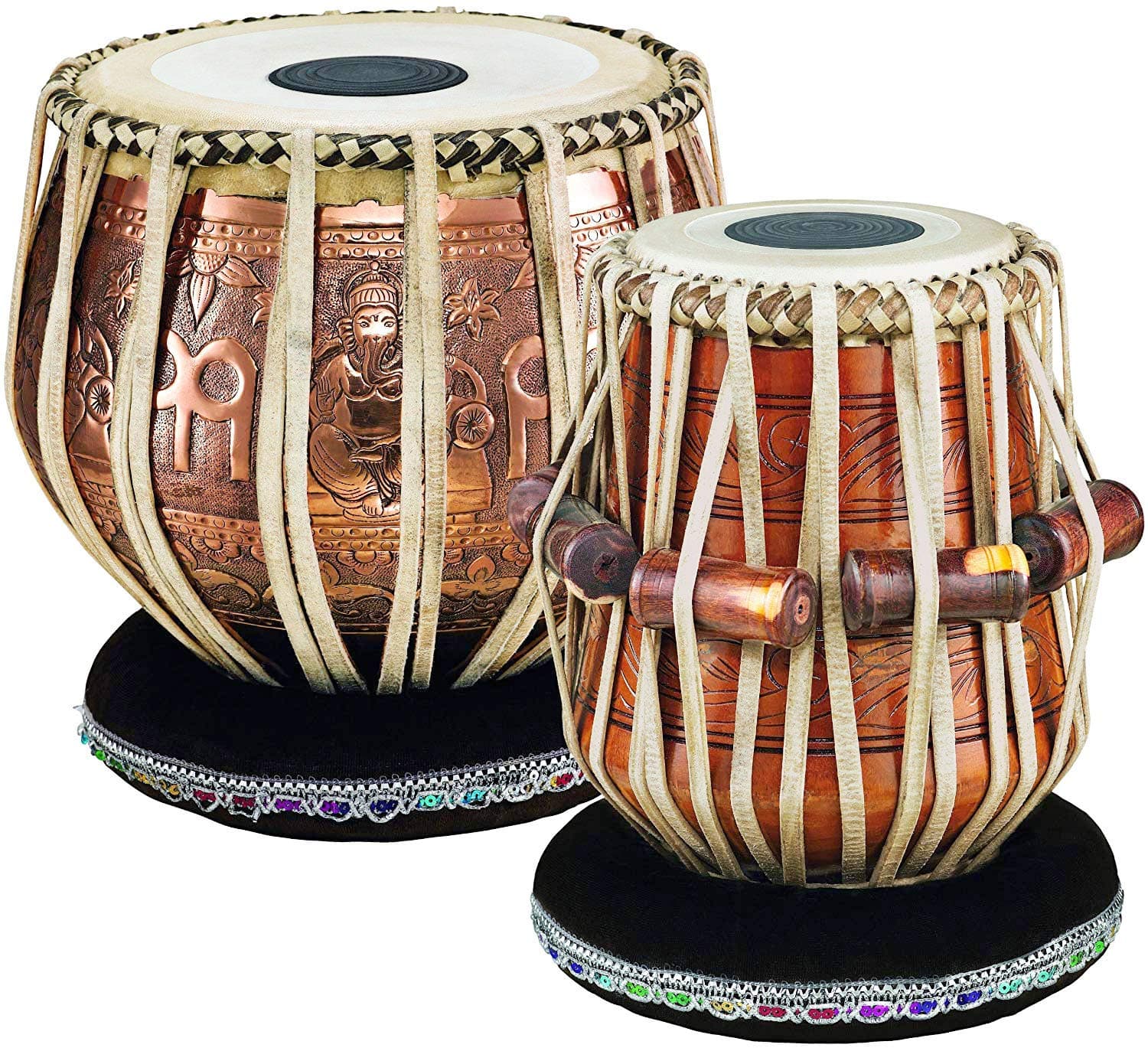 Makan Concert Quality, Ganesha Design 3.75 To 4 Kg Copper Bayan, Sheesham Dayan, Tabla Drum Set, Hammer Percussion Musical Instrument with Carry Bag & Cushion