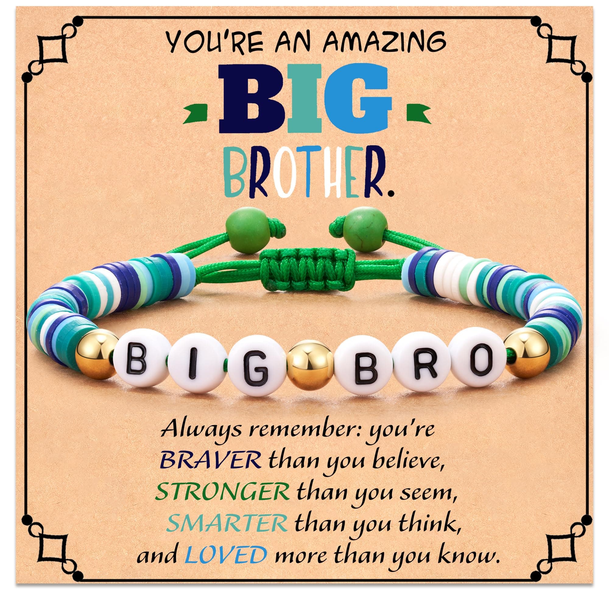 ShonyinAdjustable Polymer Bracelet for Big Brother Son, Boys Easter Gifts