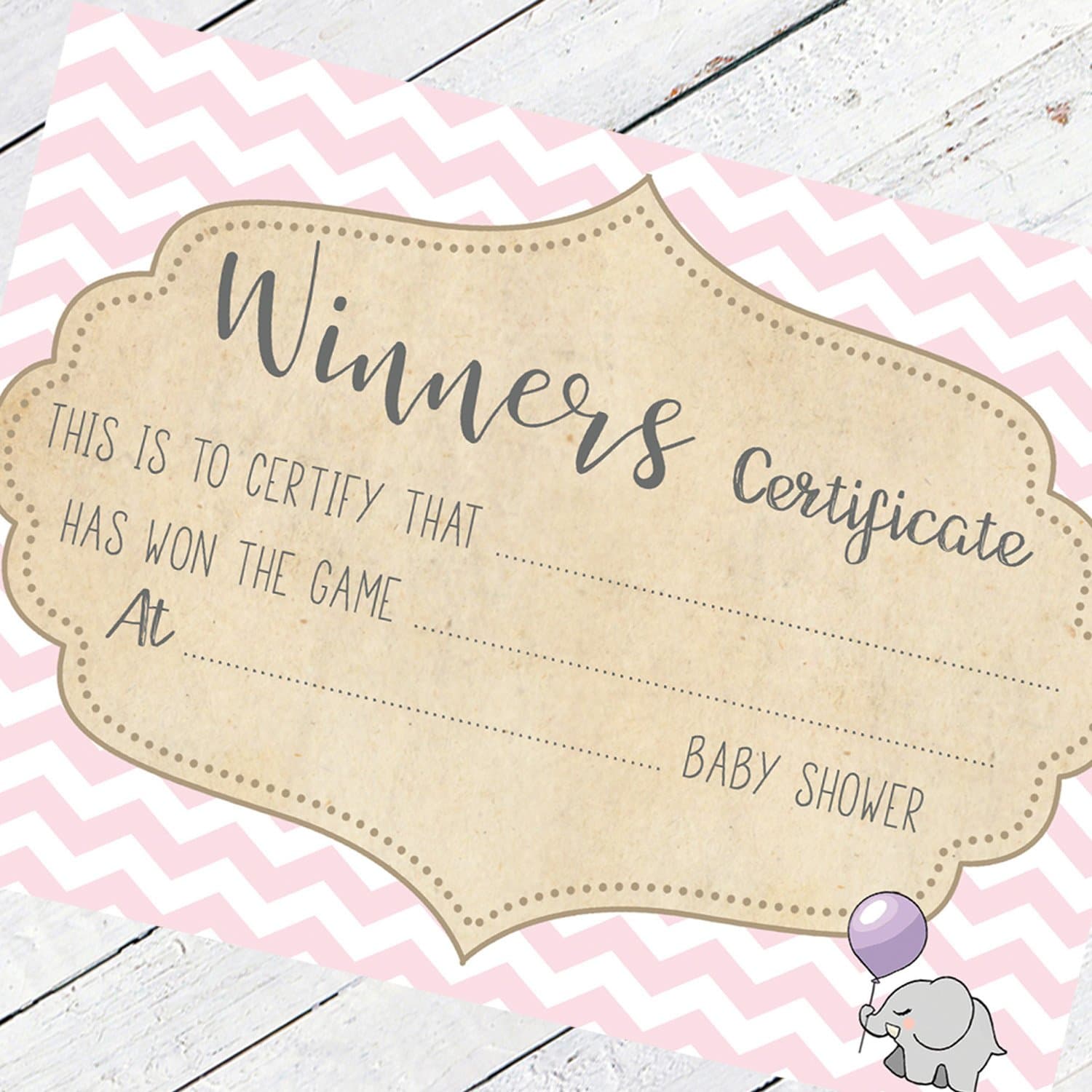 The Little Party Company Baby Shower Winners Certificate 10 pack Baby Shower Games Memento / Keepsake New Mum To be Girl CP