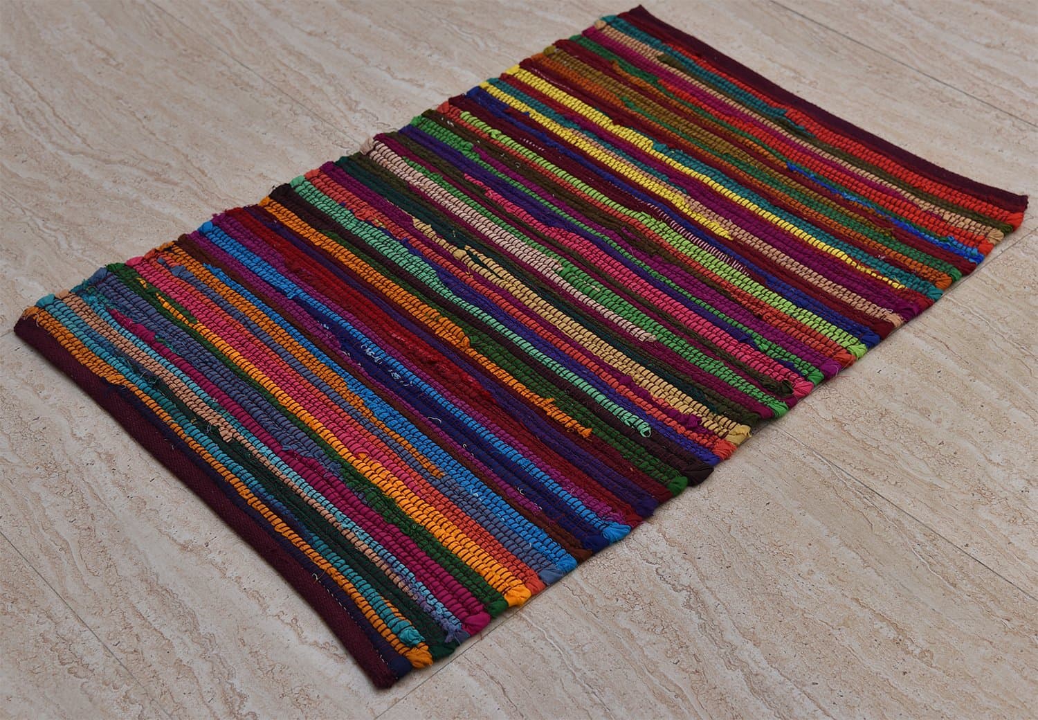 2 x 3 Feet Cotton Red and Multi Color Rag Rug for Kitchen, Bathroom, Entry Way, Laundry Room and Bedroom, La Vivien.