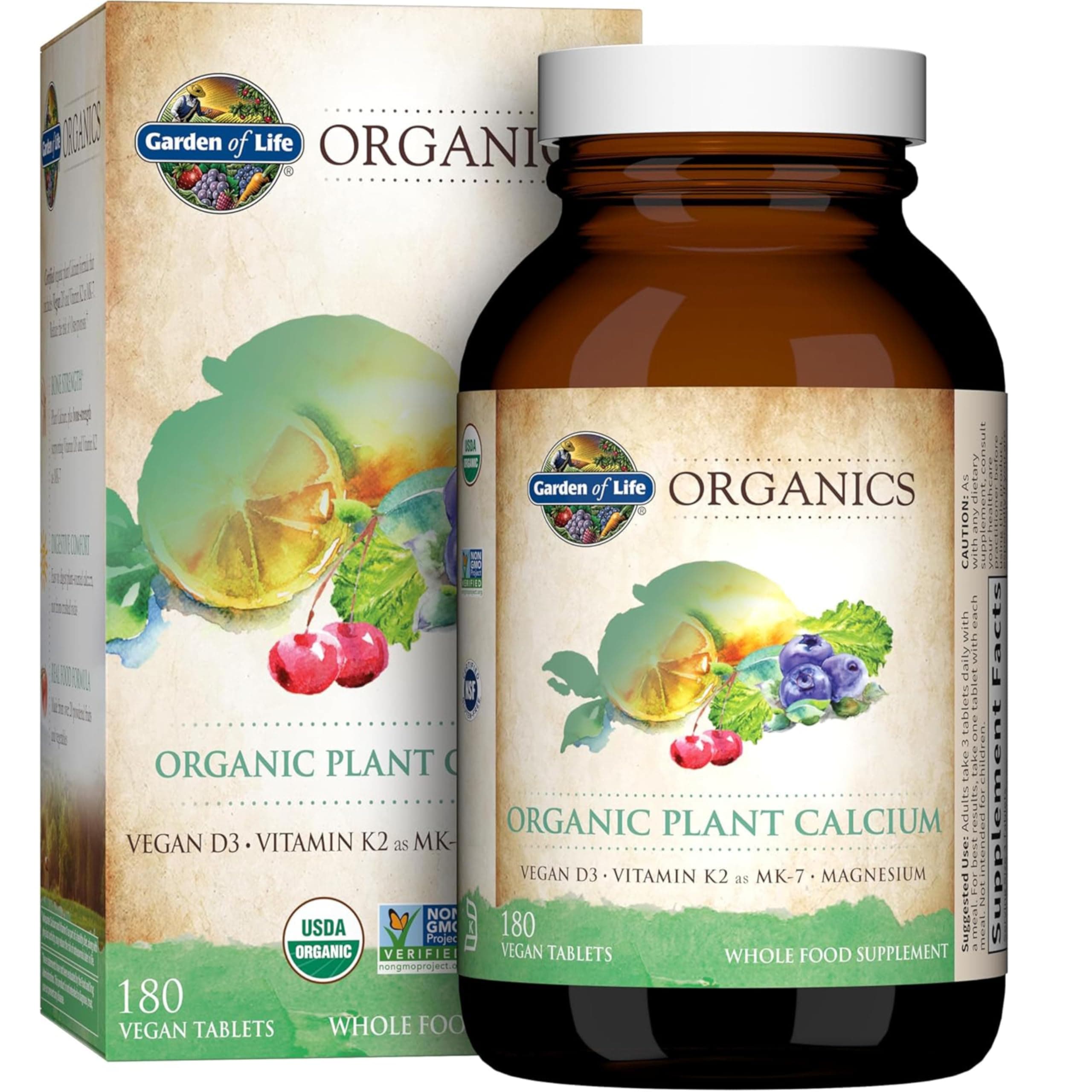 Garden of Life, KIND Organics, Organic Plant Calcium, 180 Vegan Tablets