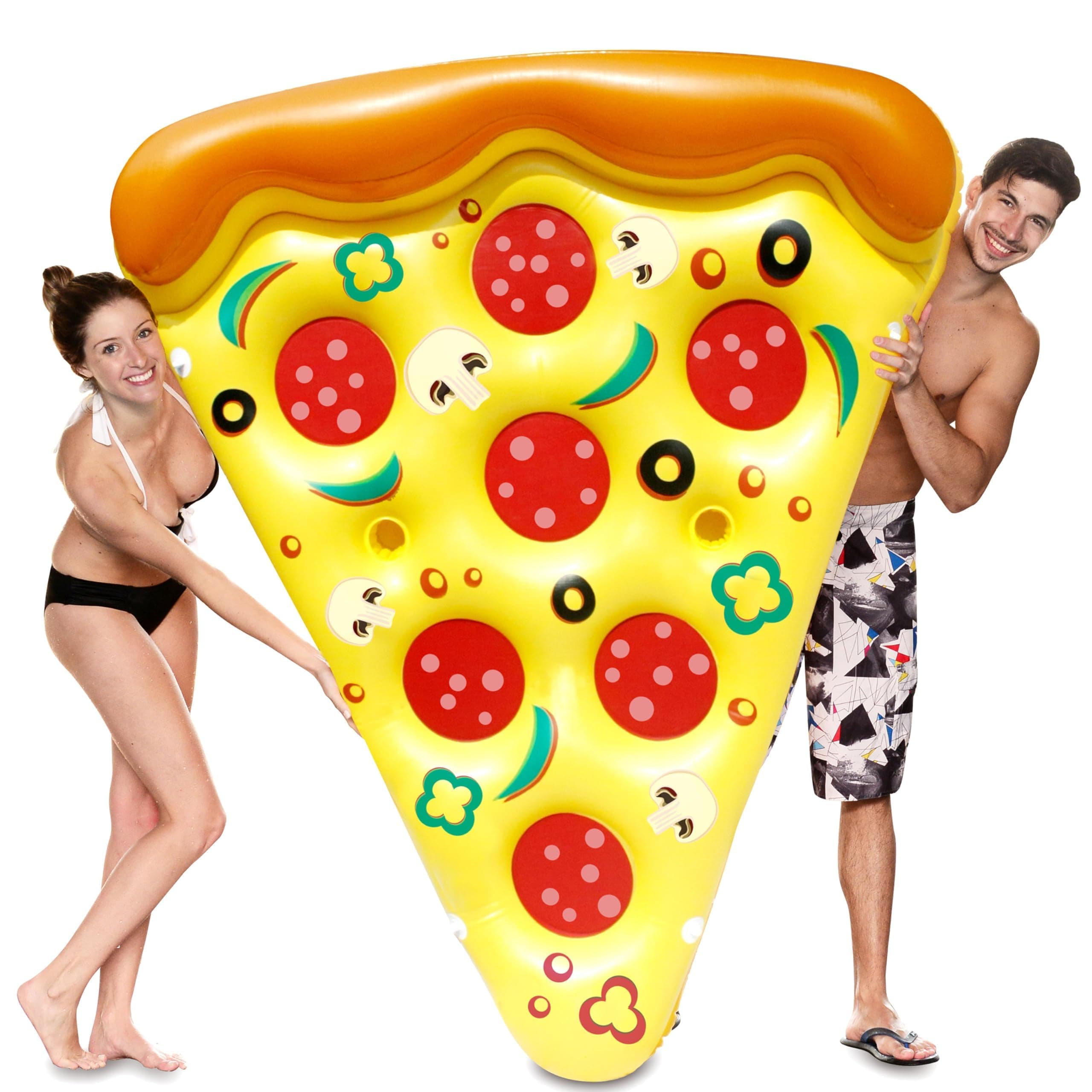 JOYIN Giant Inflatable Pizza Slice Pool Float, Fun Pool Floaties, Swim Party Toy, Summer Pool Raft (1 Pack), Extra Large with Cup Holders