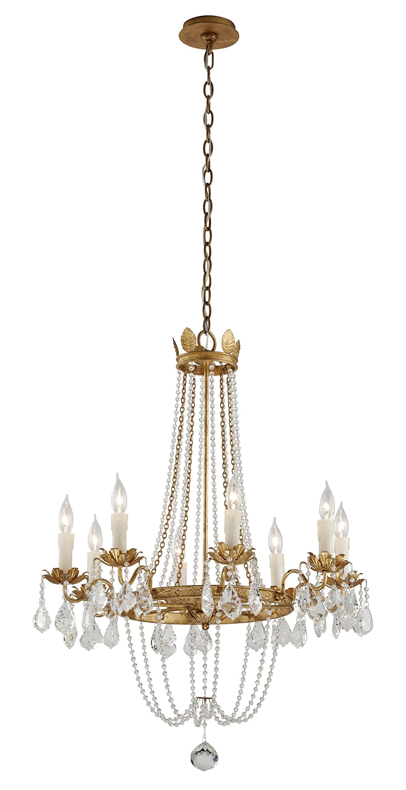 TroyLighting F5366 Eight Light Chandelier, 33.5" x 27.5", Gold Leaf Champ