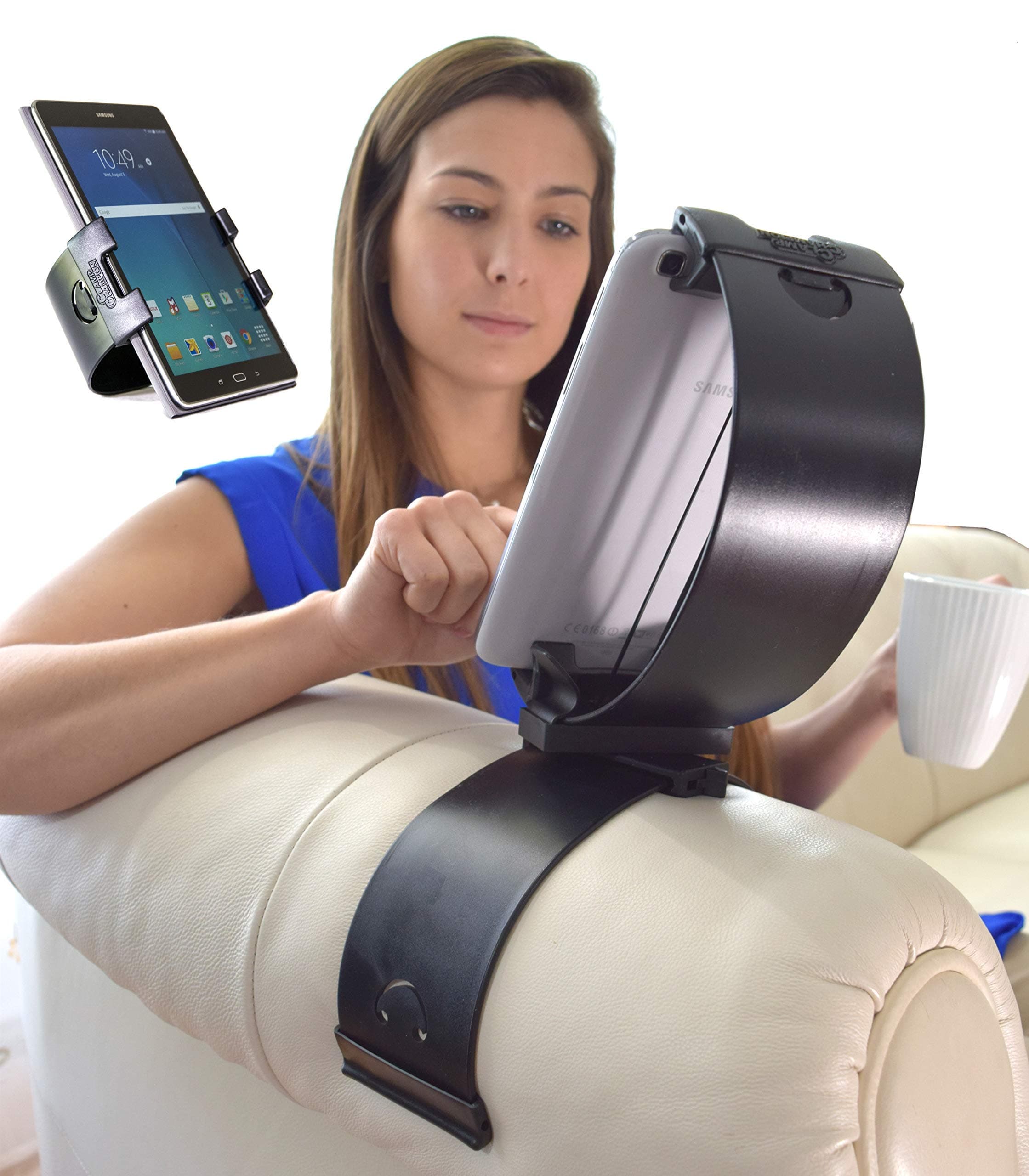 Pro - Universal Tablet and Cell Phone Holder and Stand for The Couch, Bed, Car, Kitchen, Leg, Office, Airplane, Pillow - Fits 3 Inch to 12 Inch Devices (Black)