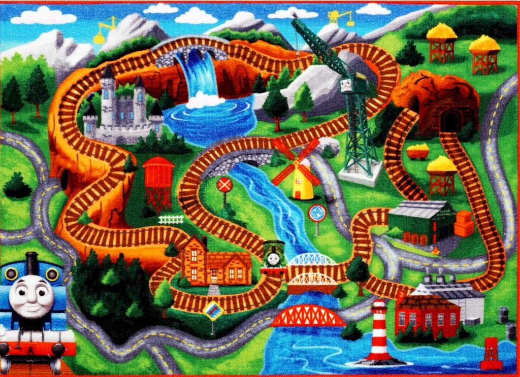 Thomas the Train Play Mat HD Thomas and Friends Tank Engine Railway Road Rug Bedding Area Rugs 5x7, X Large