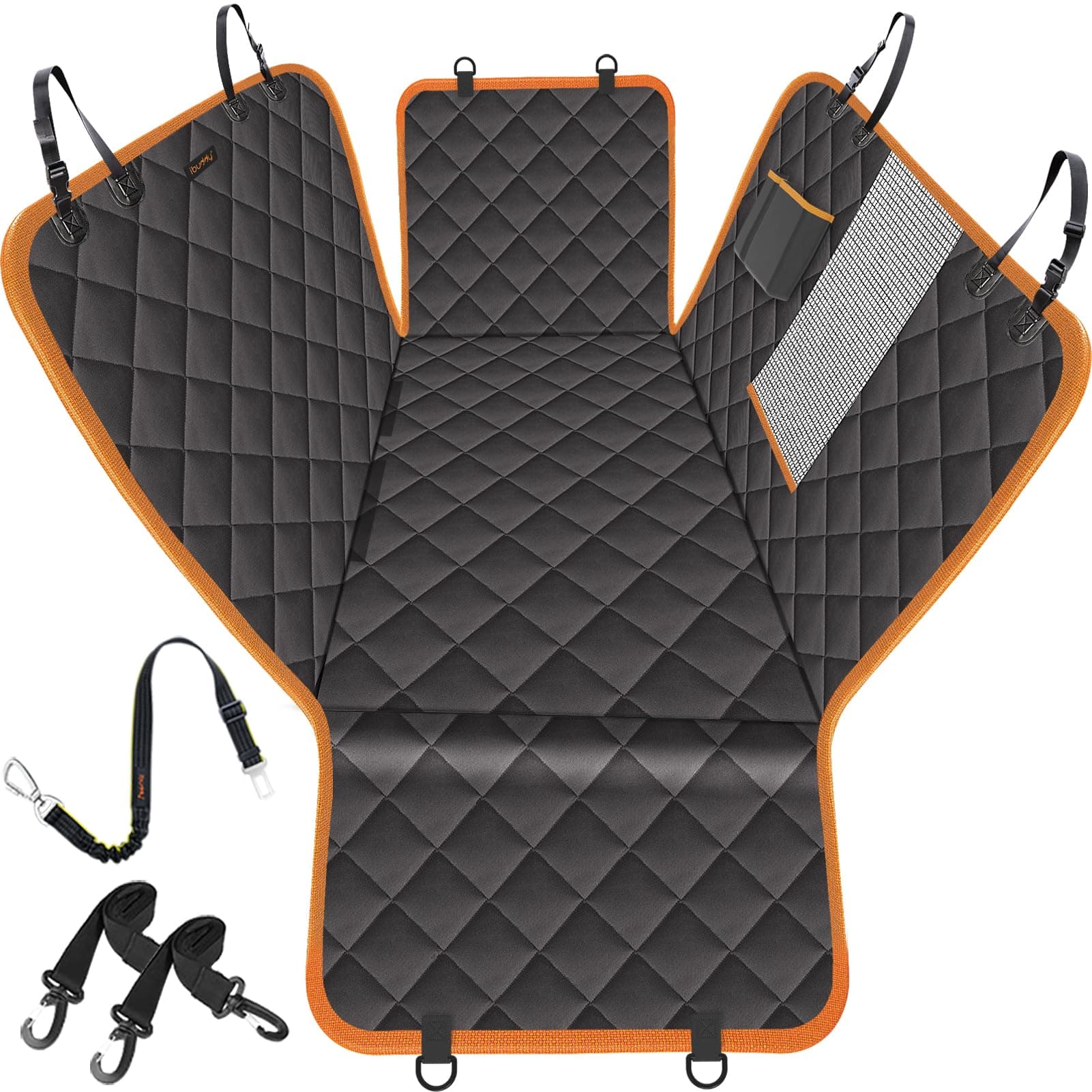 iBuddy Dog Car Seat Cover for Back Seat Waterproof Dog Car Hammock Protects Your Vehicle from Scratches, Hair, and Dirt Easy to Install & Clean Oxford Machine Washable Universal Fit Pet Seat Cover