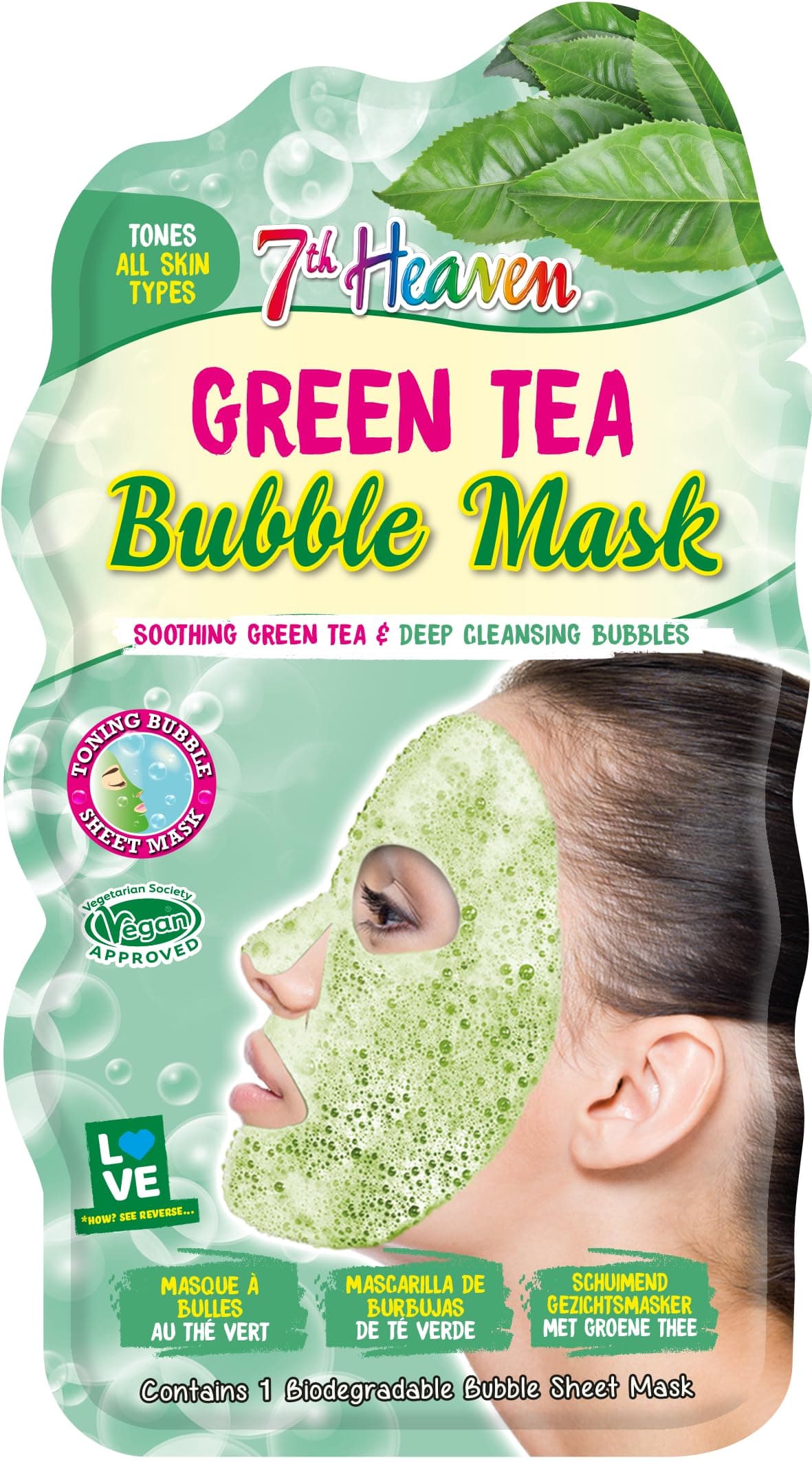 Bubble Tea Oxygen Mask Infused with Green Tea and Centella Asiatica to Hydrate, Soothe and Help Target Blemishes - Ideal for All Skin Types