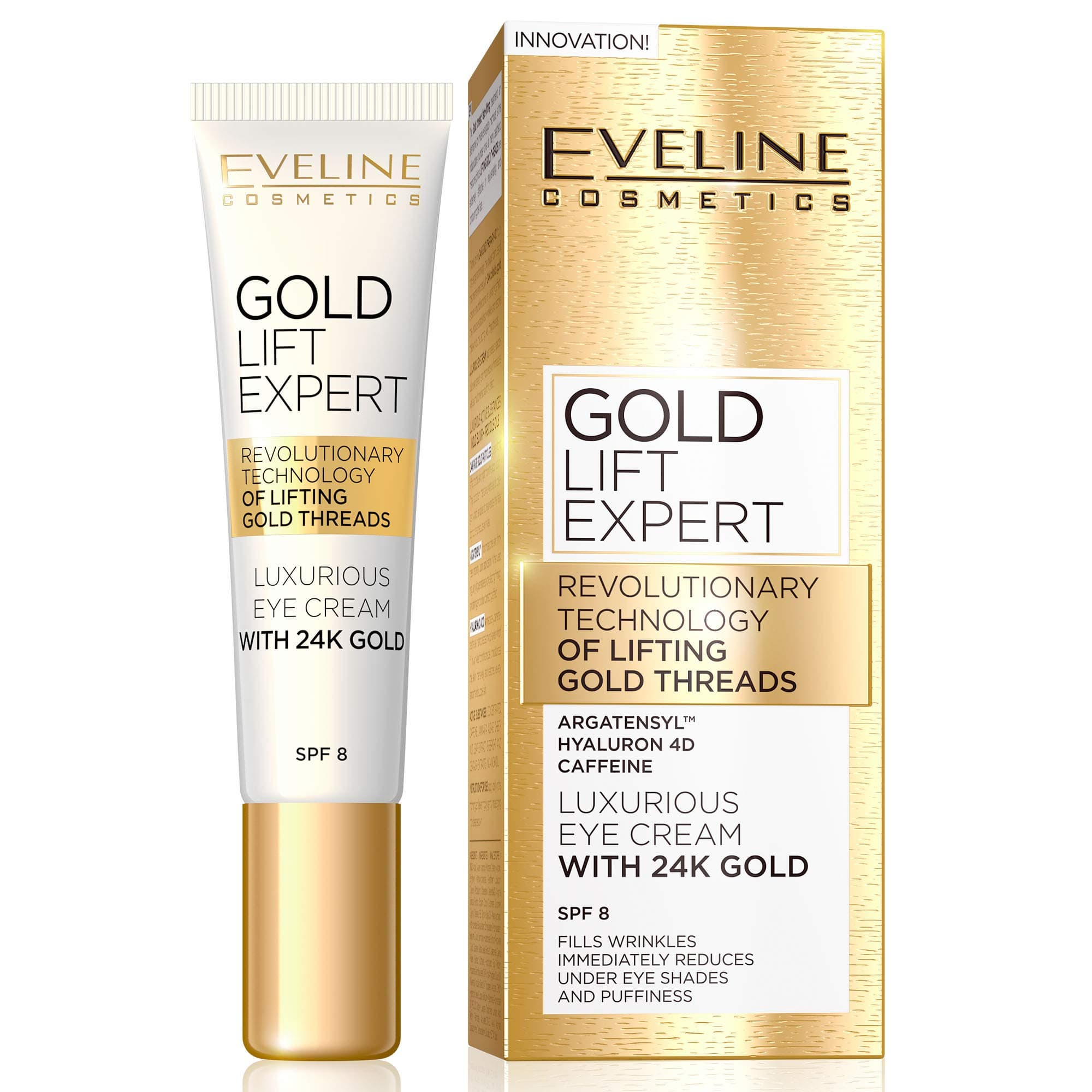Gold Lift Expert Eye Cream with 24 KT Gold SPF 8 | With Argatensyl, Hyaluron 4D and Caffeine | 15ml