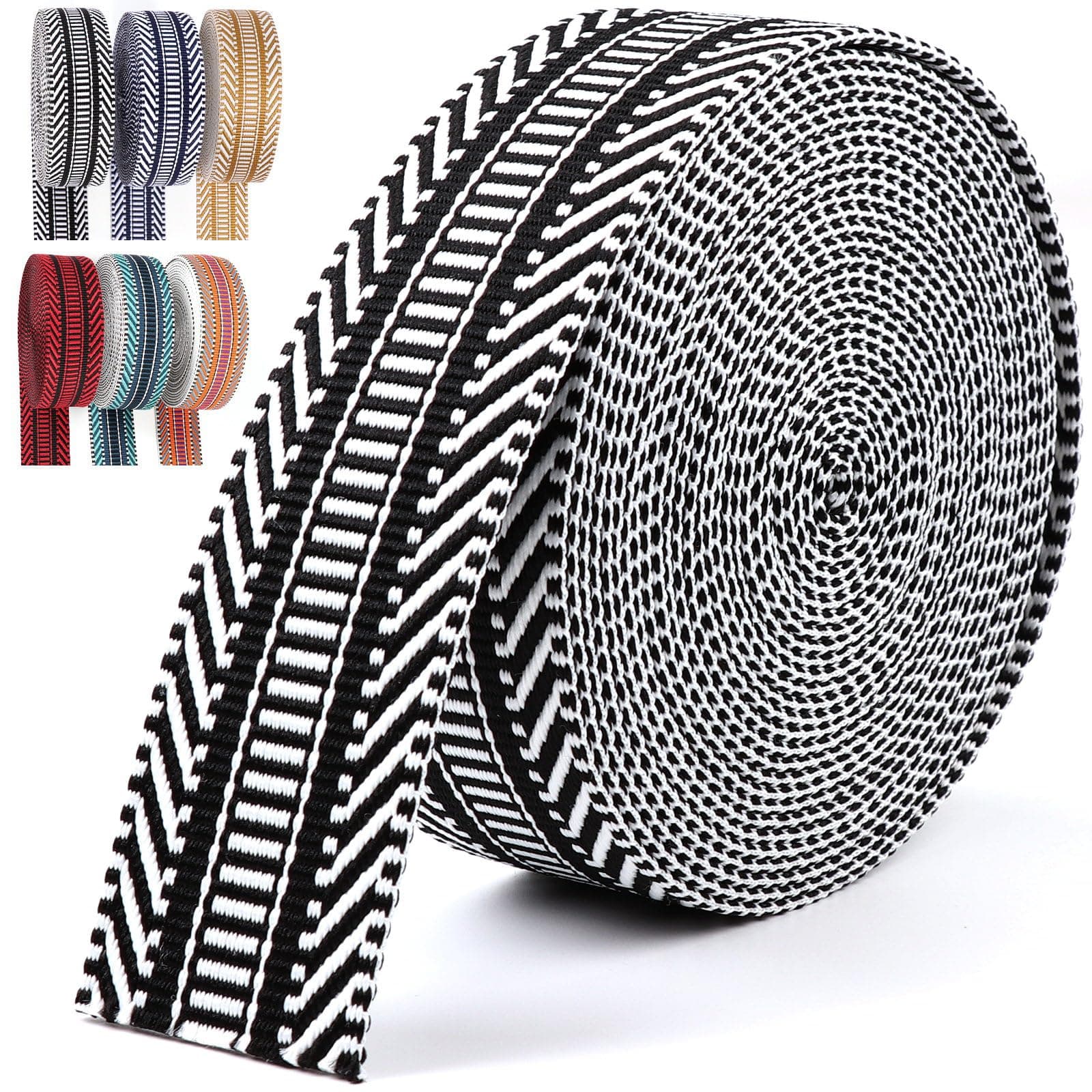 Nylon Webbing 1.5 inch -6 Yards Black Jacquard Cotton Webbing -Straps Seat Belt Ribbon Polyester Webbing for Crafts Pet Collars Leash Backpack Strap Belt -38mm 1 1/2 inch