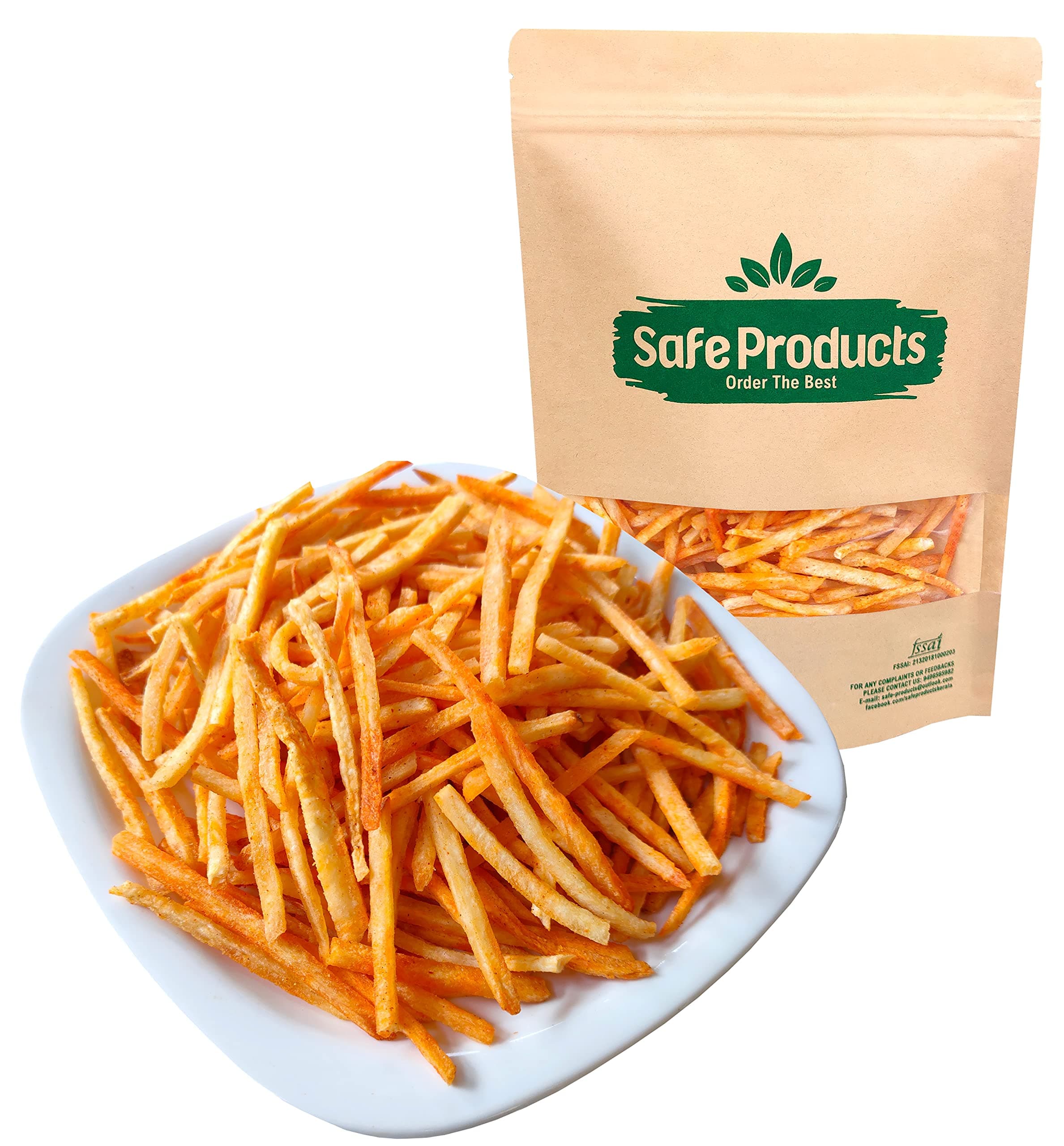 Safe Products Kerala Tapioca Chips Kappa Kolli (325 Gm) Healthy Namkeen Snacks