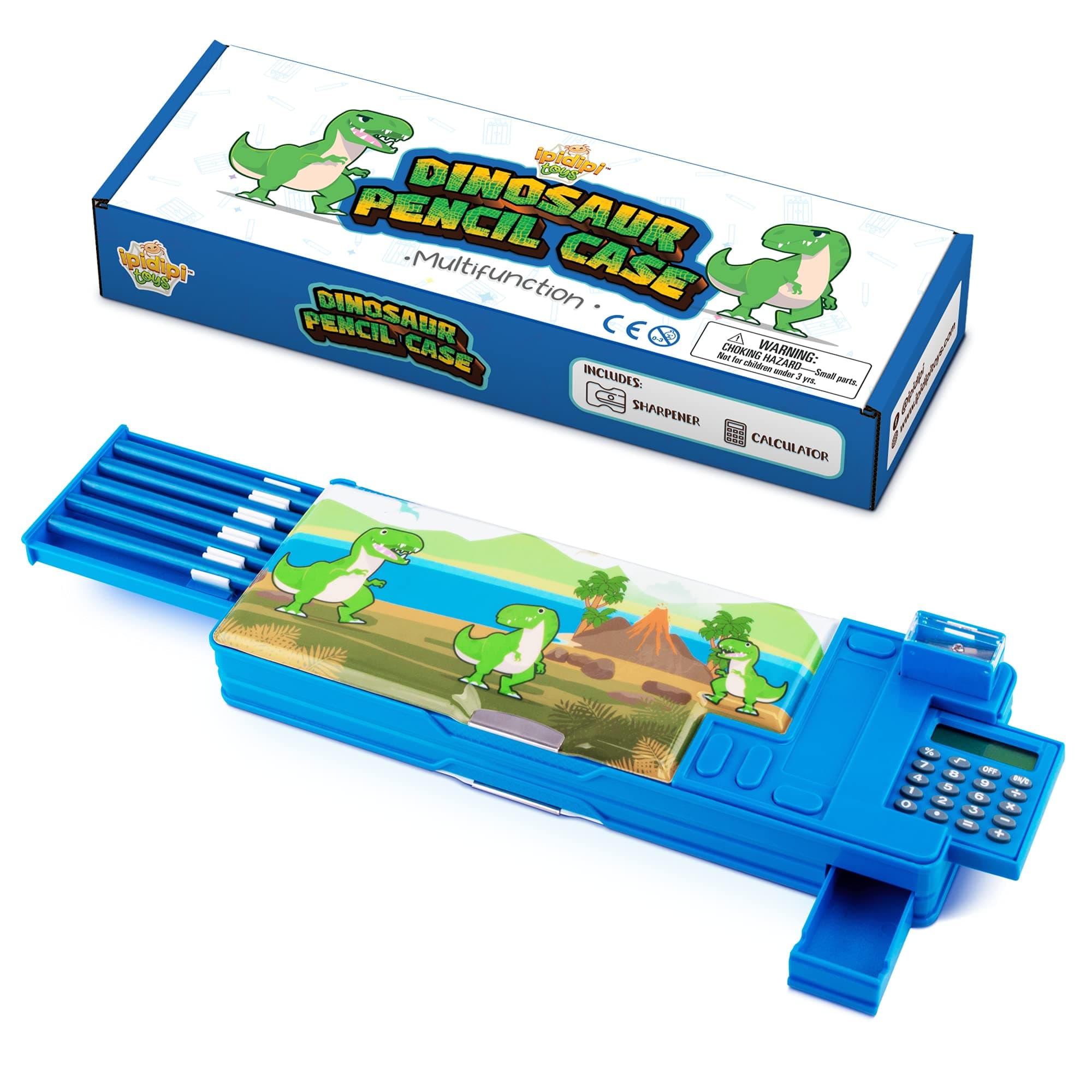 IPIDIPI TOYS Unicorn Pop Up Pencil Case for Girls – Multifunctional Stationery Box with Calculator, Sharpener, Drawer & Pencils – Back to School Gift for Kids - Pencil Holder - Blue