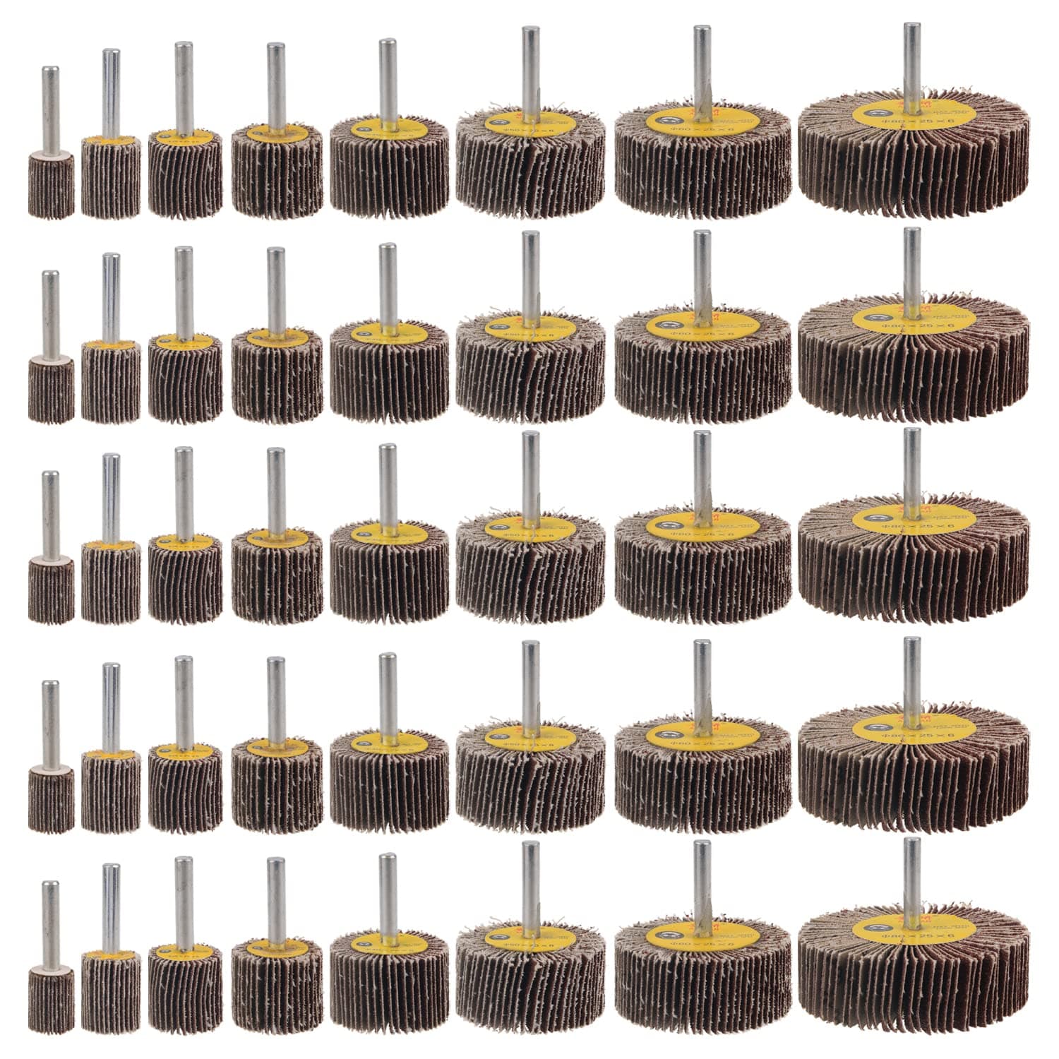 40 Pcs 1/4" Shank Abrasive Flap Wheel Sander, Aluminum Oxide Cylindrical Shape Sanding Wheel for Removing and Polishing(80 Grit)
