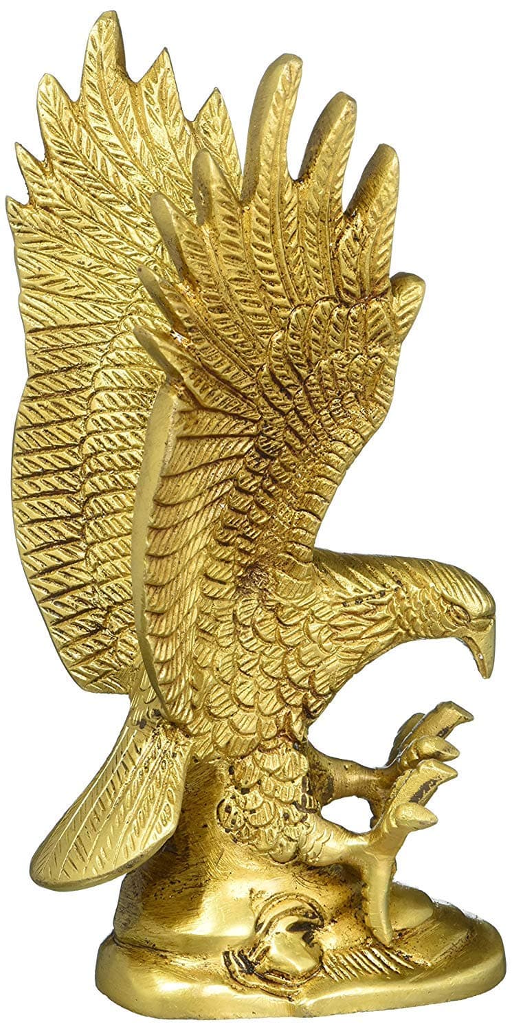 athizay Brass Eagle Showpiece for Home Decoration Brass Falcon Statue Bird Figurine 16 cm Gold Finish Bird Sculpture Decorative and Gifting Item