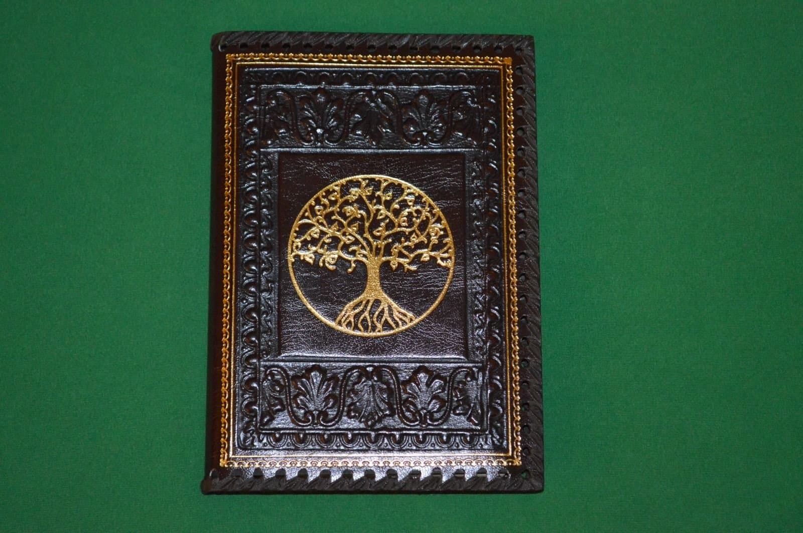 TREE OF LIFE Brown Gold Stitched Lined Journal