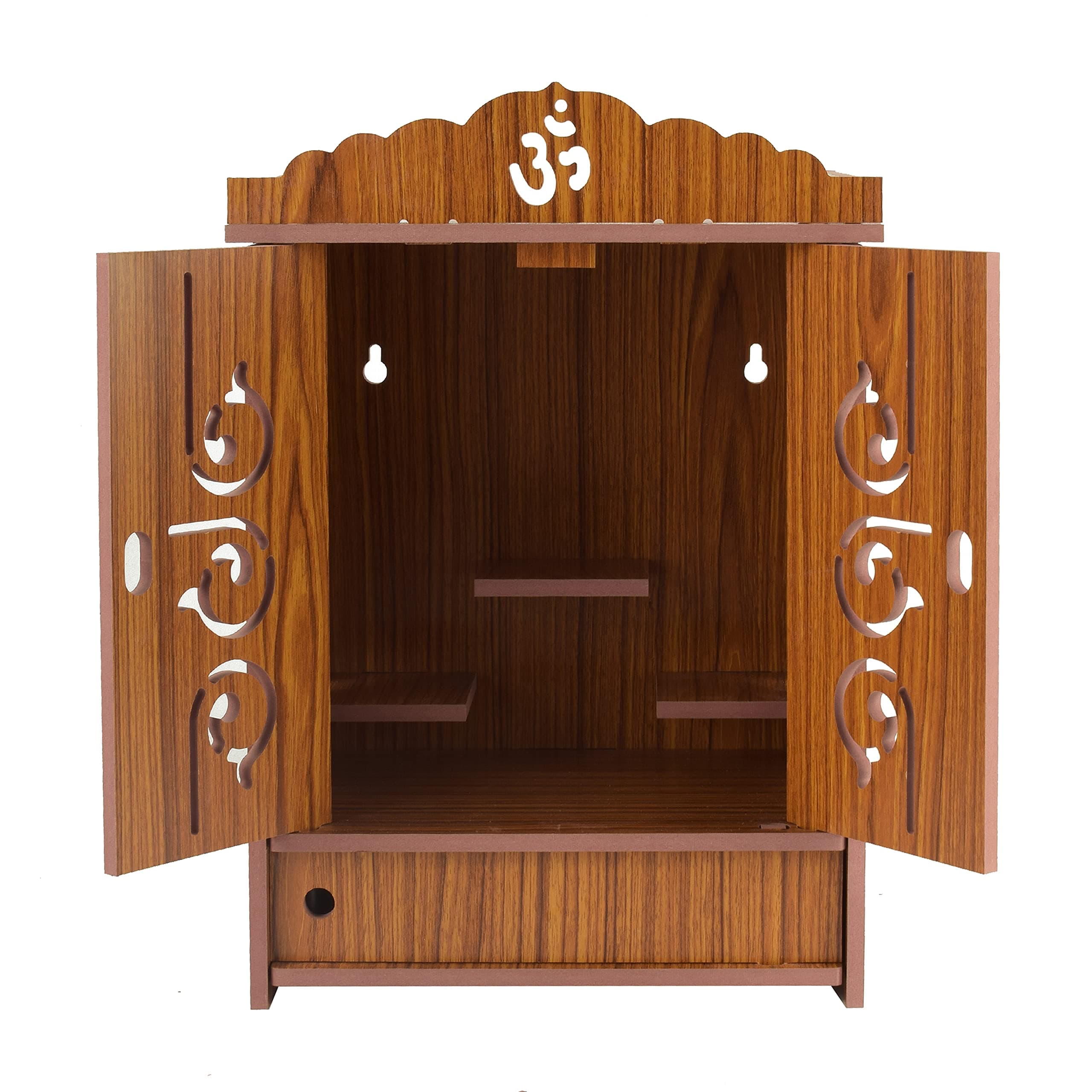 COMERT ENTERISE Wooden MDF Home/Office Wall Hanging and Table Top Home Pooja Mandir/Home Temple/ Table top Temple (Light Brown)