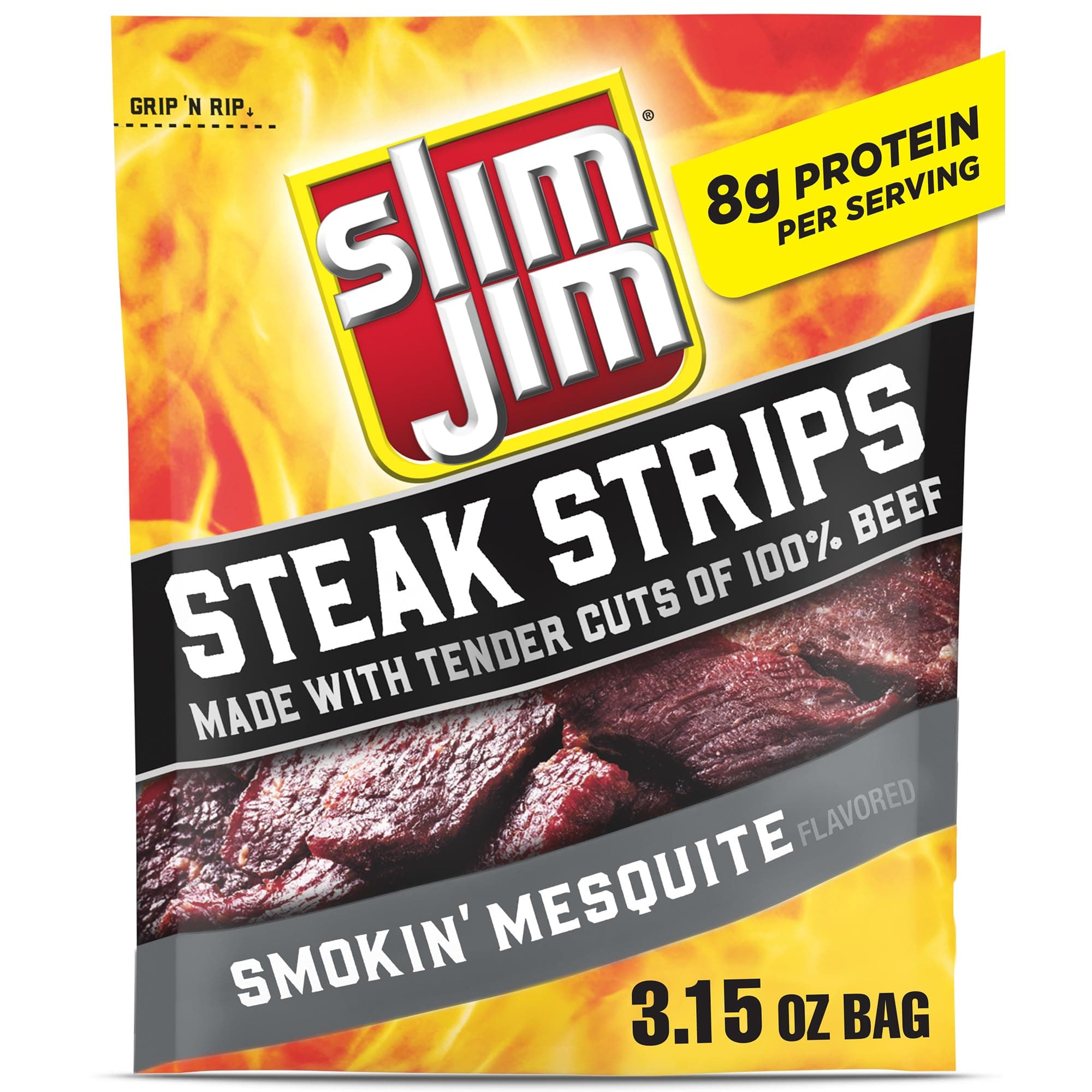 Smoked Steak Strips, Smokin' Mesquite Flavor, 8g Protein Per Serving, 3.15 oz. (1 Count)