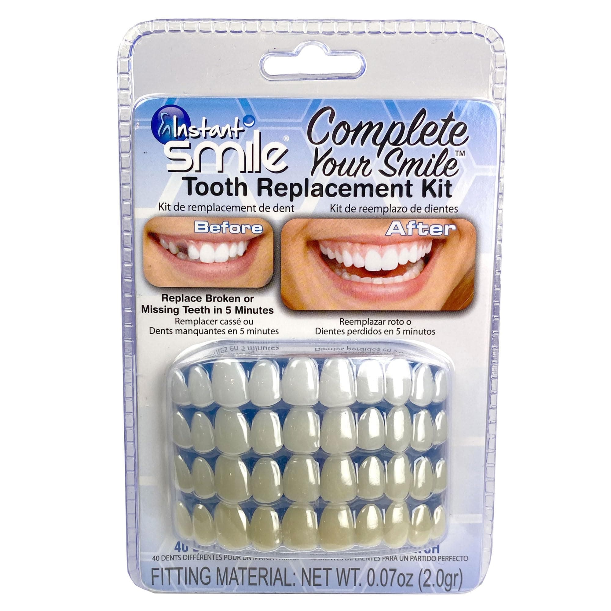 Instant Smile Complete Your Smile Temporary Tooth Replacement Kit - Replace a missing tooth in minutes - Patented