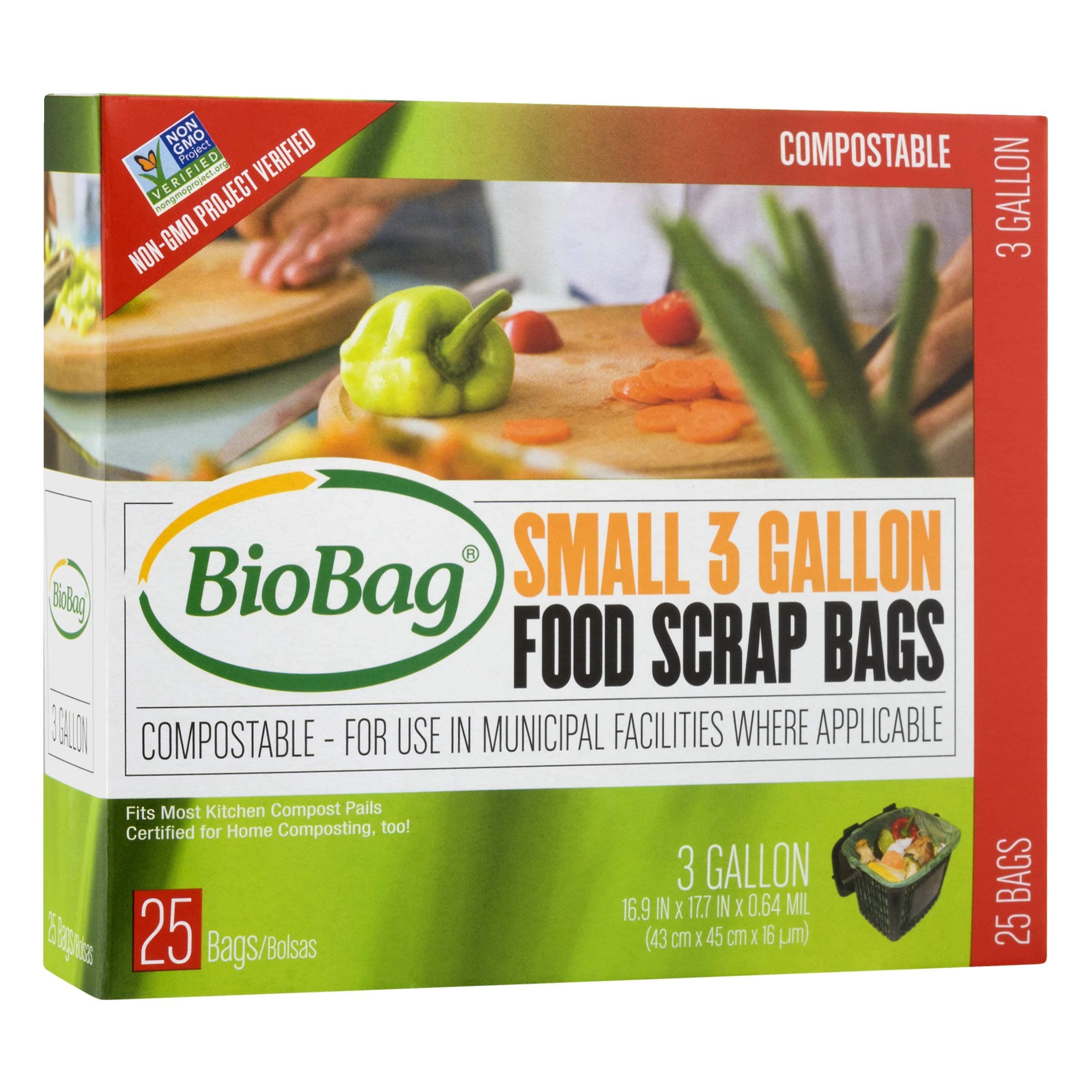 BioBag Food Waste Kitchen Bags, 25 CT (Pack of 3)