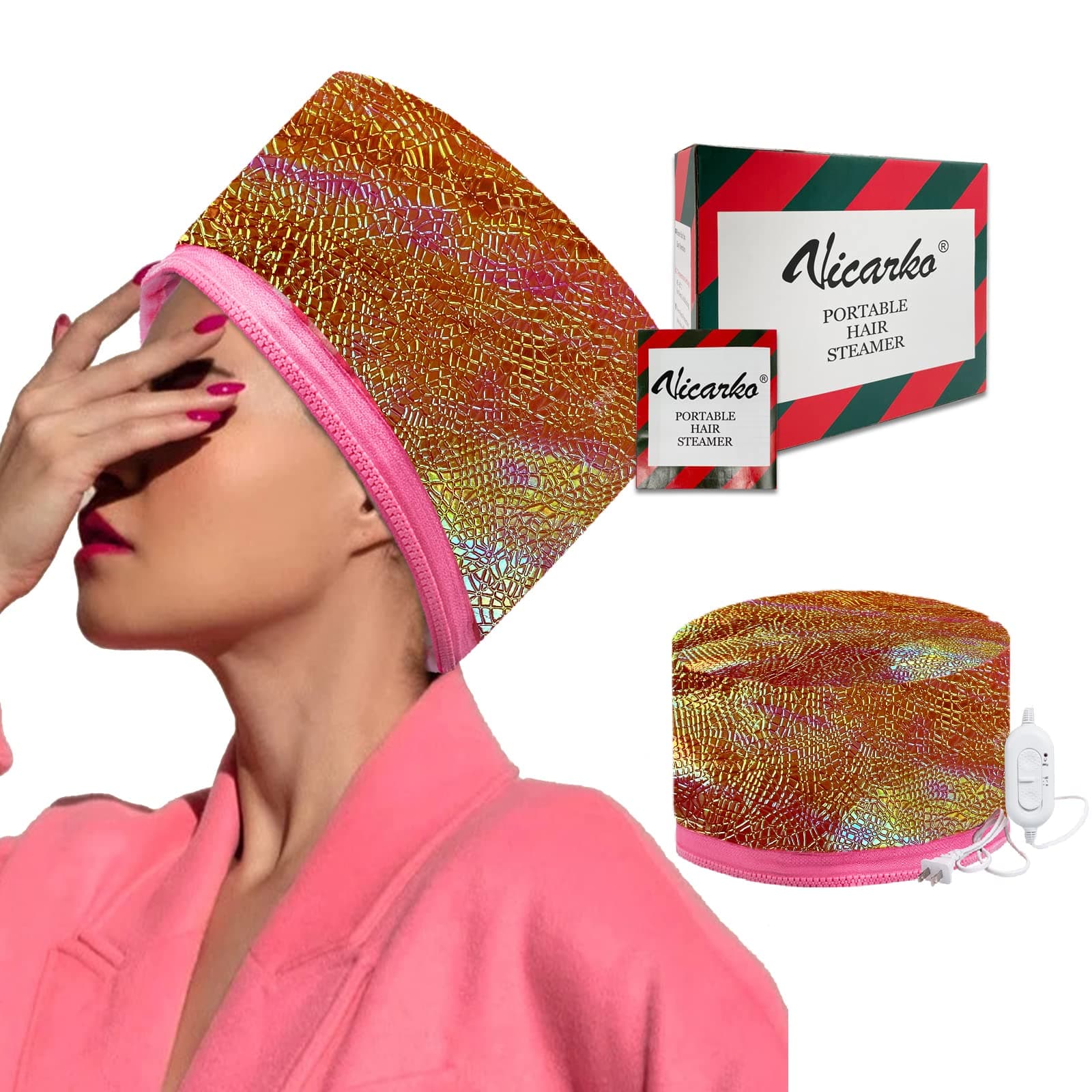 VICARKO Bonnet Hair Dryer Attachment Hooded Hair Dryer Soft Hair Steamer Cap Hood Dryer for Natural Hair Black Hair Home Use, Hair Styling Deep Conditioning Hair Drying