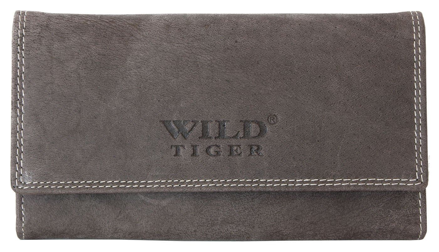 Grey Natural Genuine Leather Wallet Wild Tiger