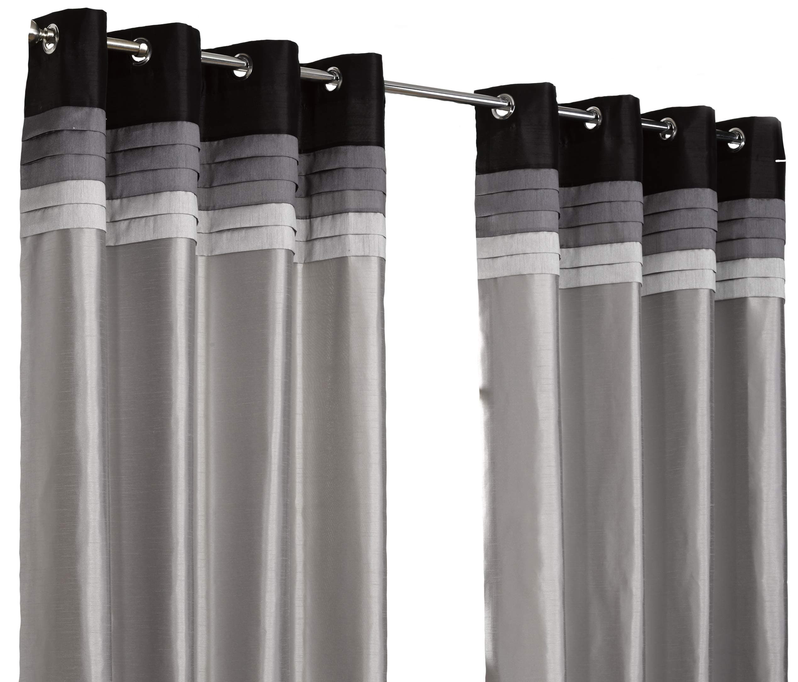 Hamilton McBride Seattle Black Ring Top / Eyelet Fully Lined Readymade Curtain Pair 66x54in(167x137cm) Approx