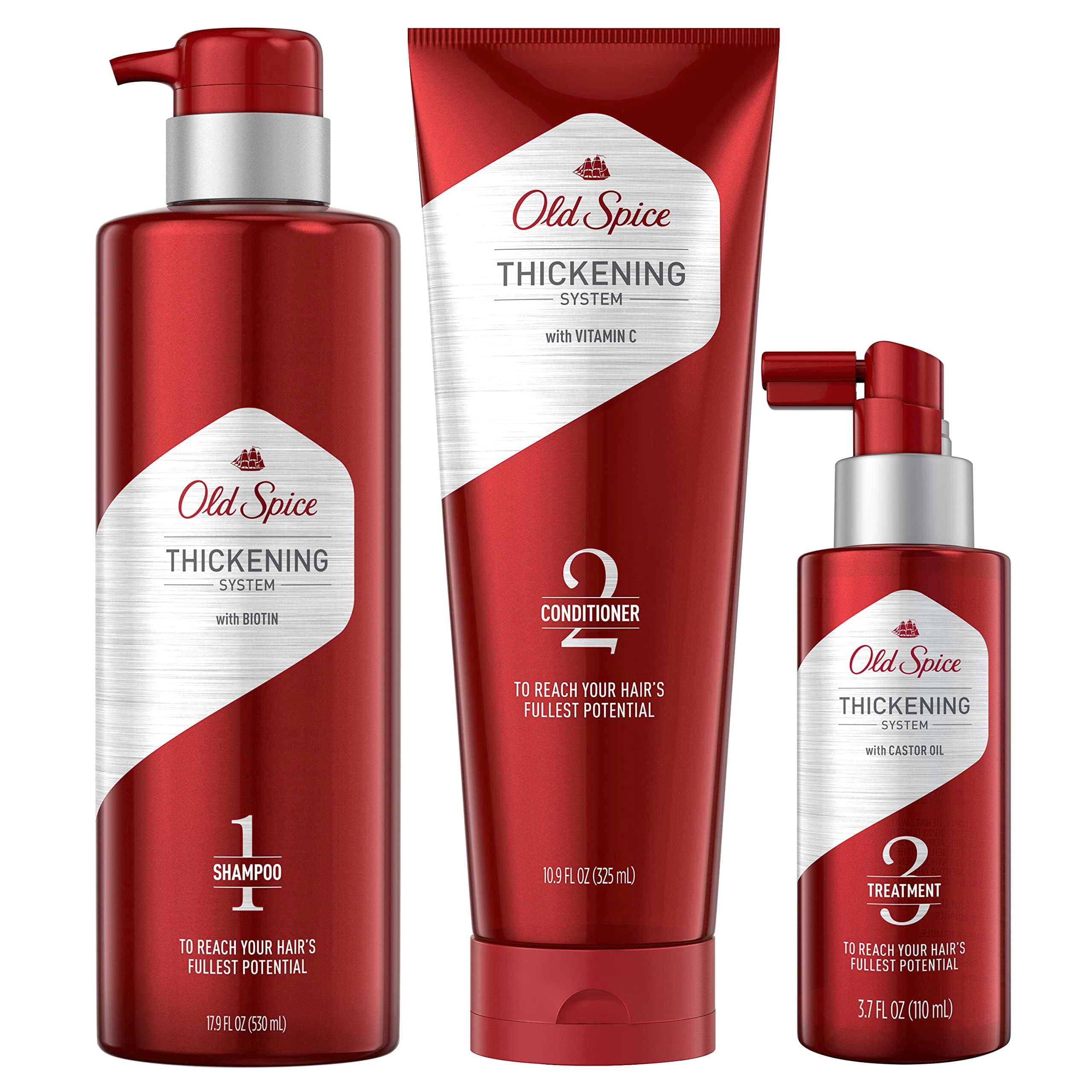 Old Spice Complete Hair Thickening System for Men - Shampoo, Conditioner, Thickening Treatment
