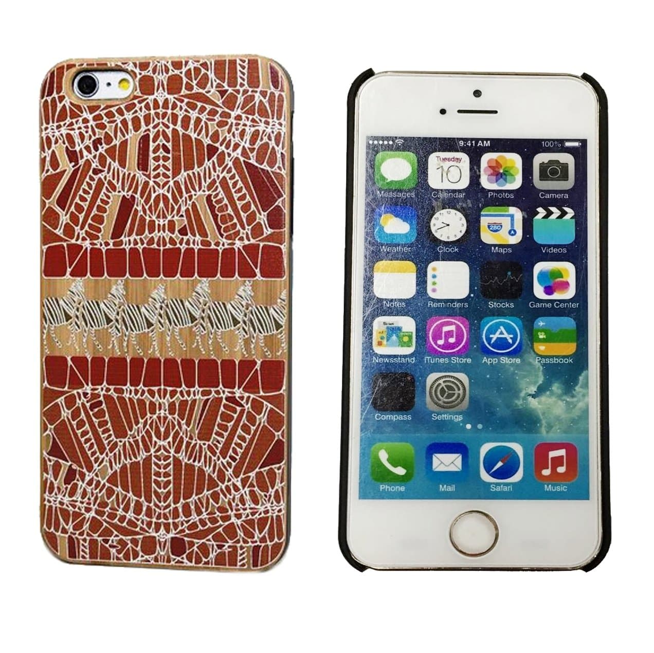 "Fashion Case" Genuine Bamboo Panel with Zebra Color Painting Hard Shell Case for iPhone 6 Plus (5.5 Inch Screen) (LSWDPC-I6P-14)