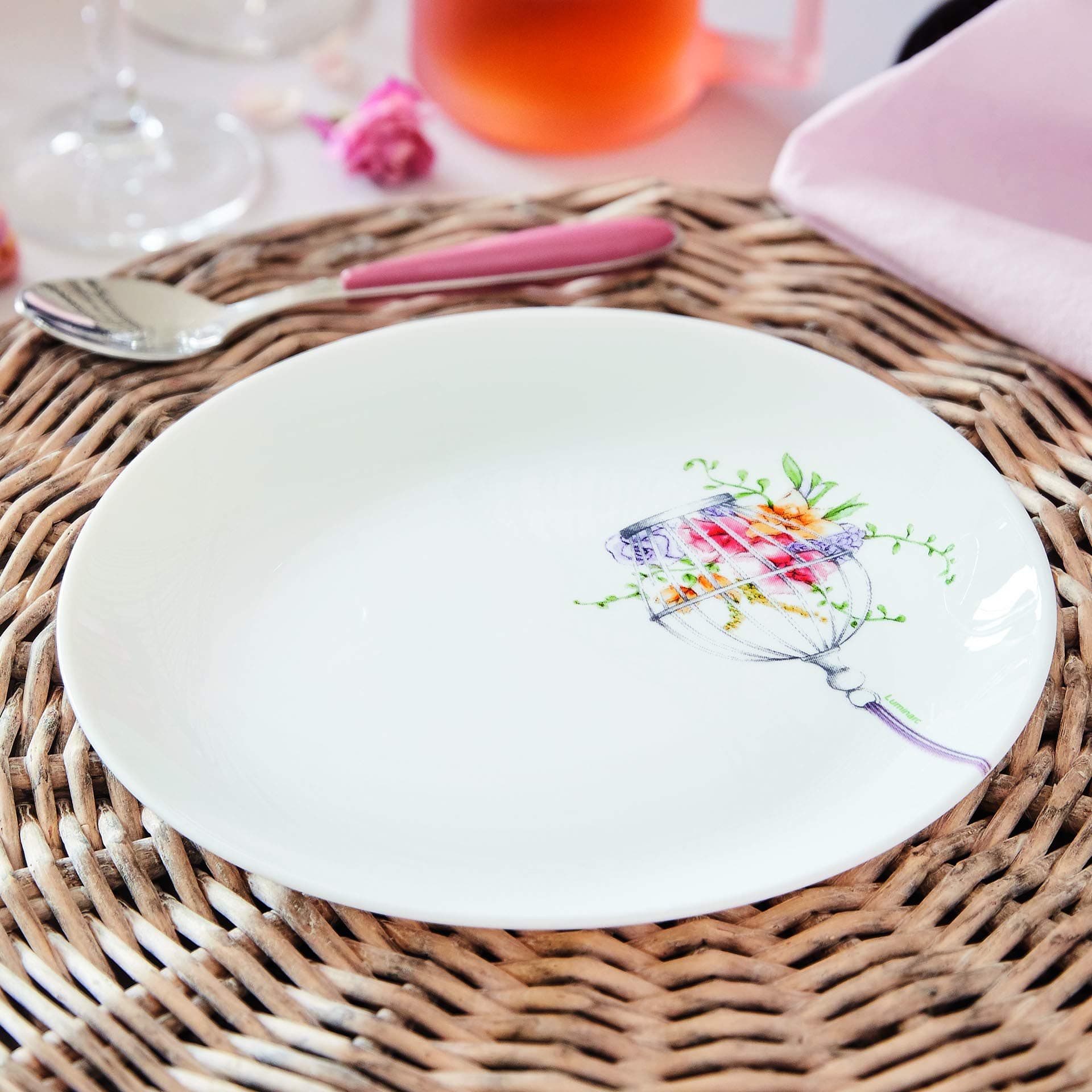 18pc Opal Glass Flower Dinner Set Dinnerware Tableware Summer (6 Dessert Plates)