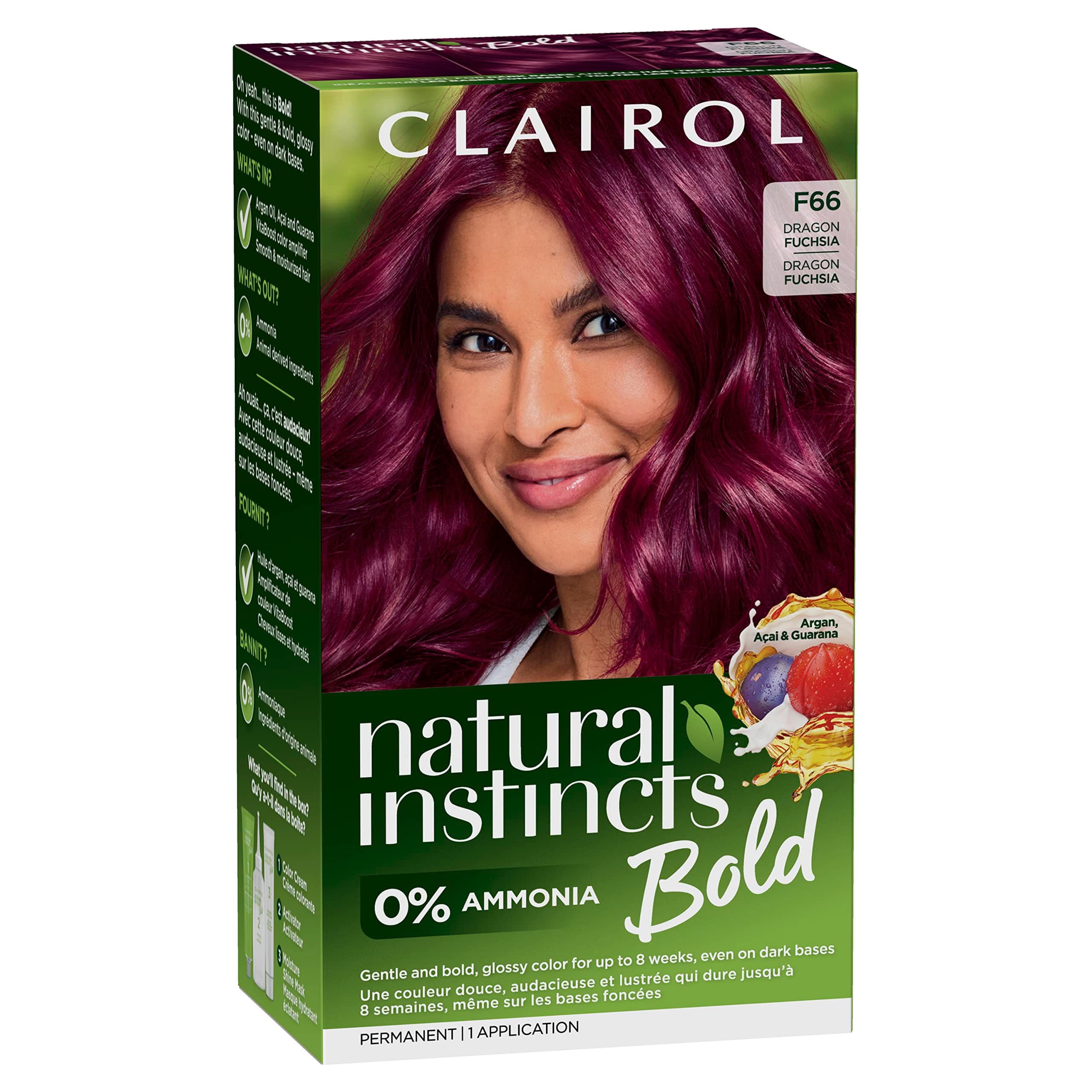 Natural Instincts Bold Permanent Hair Dye, F66 Dragon Fuchsia Hair Color, Pack of 1