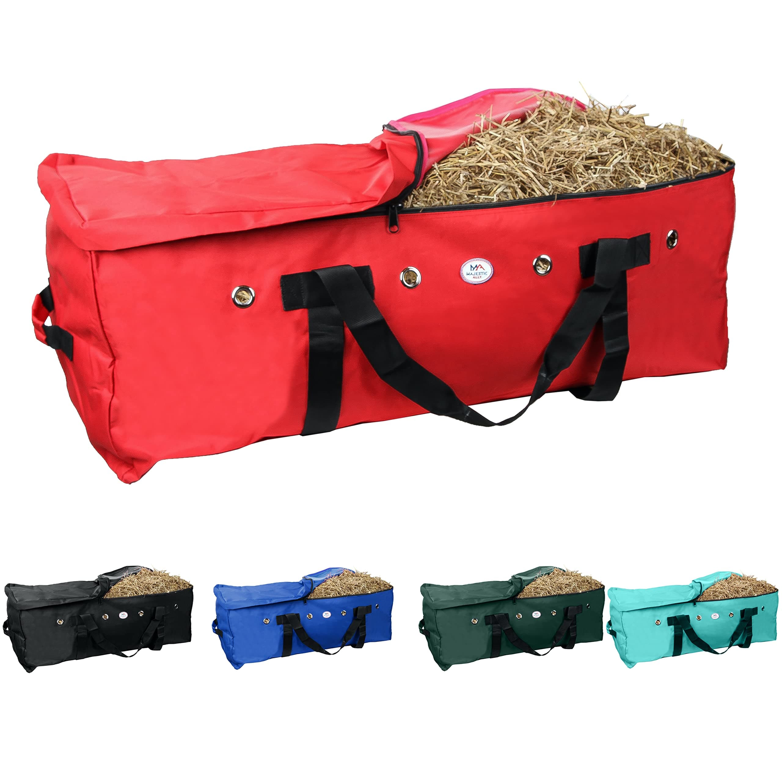 Majestic Ally1200 D Nylon Fabric Large 44” x 20” x 16” and Extra Large 52" x 27" x21" Heavy-Duty Hay Bale Storage Bag (Red, Large)