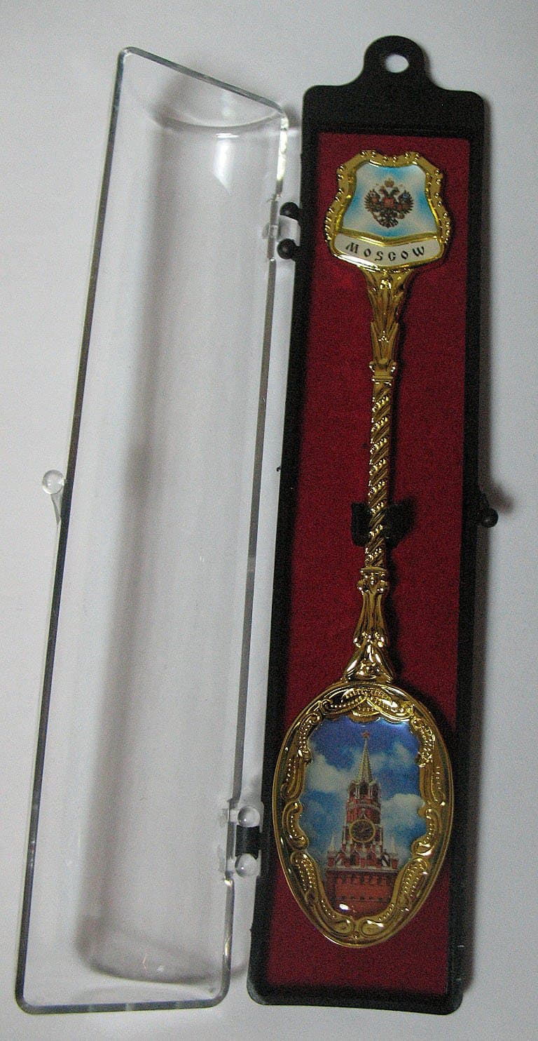 Souvenir Spoon Moscow "Kremlin Tower" Enamel