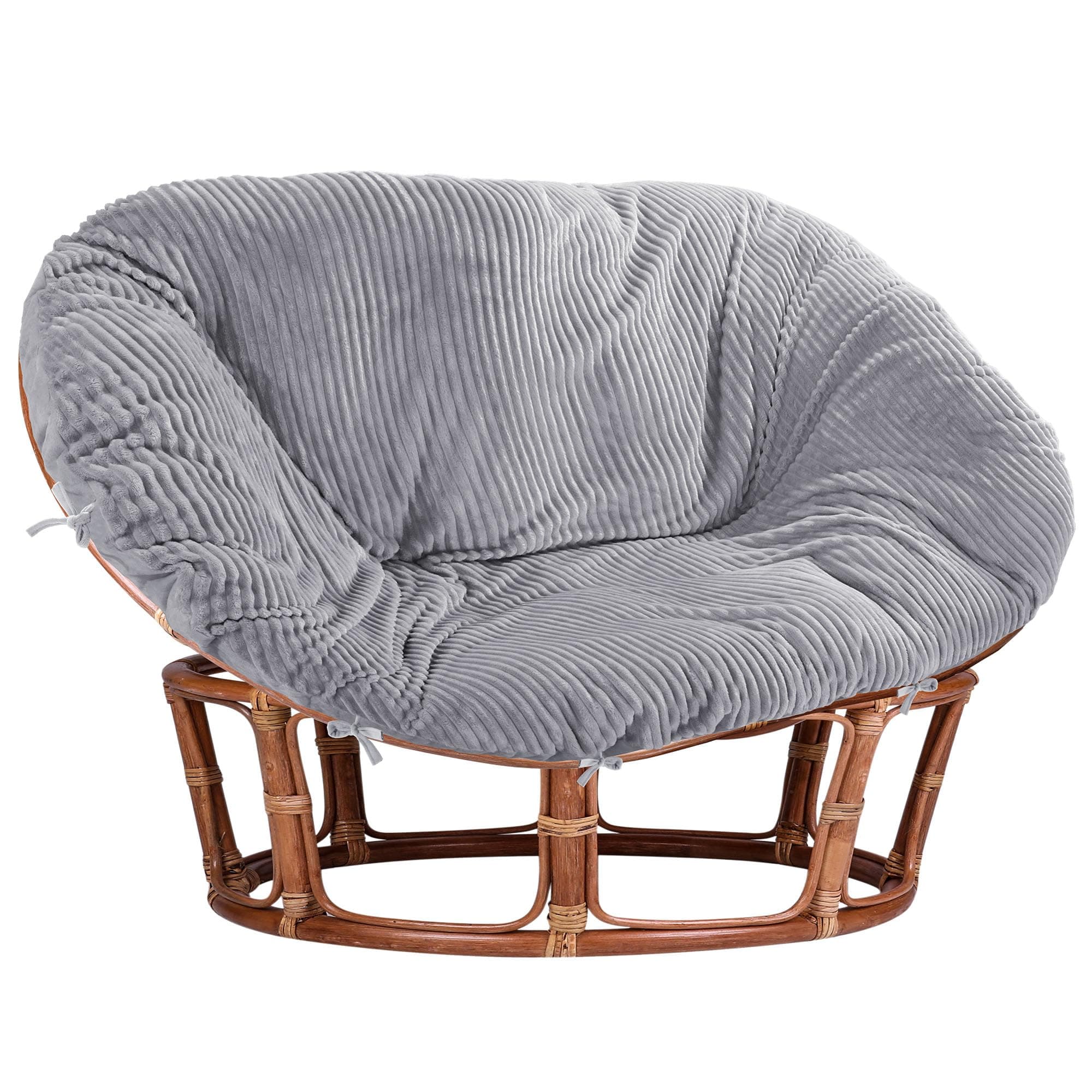 MABOZOO Shaggy Double Papasan Cushion Cover, Faux Fur Wicker Egg Chair Cushion Covers with Fluffy Plush, Hammock Slipcover Only for Papasan Cushion, Gray, 70x49x7 Inch (ONLY Cover, NO Cushion)