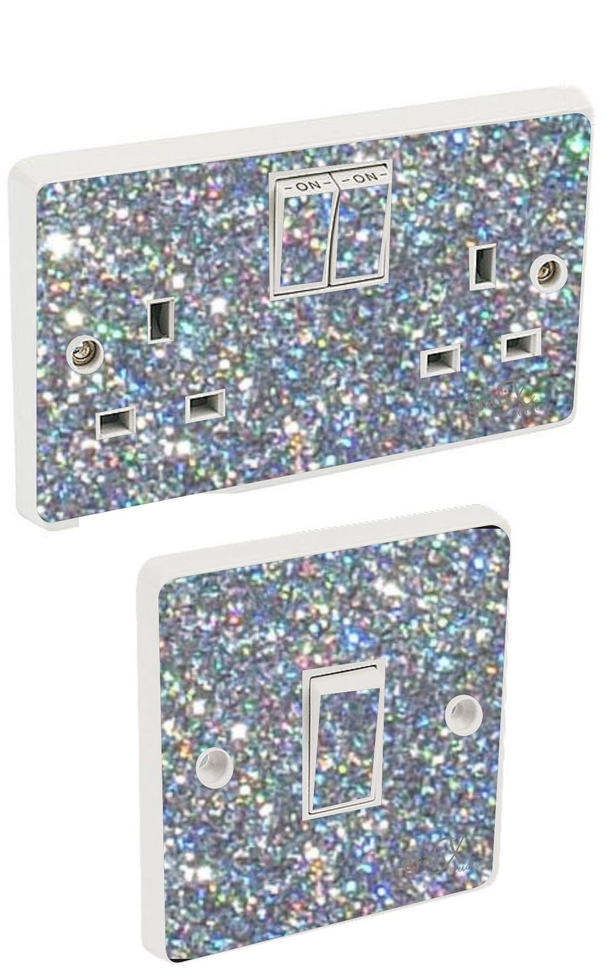 Silver Sequin Light Switch & Double Socket Sticker Vinyl/Skin cover