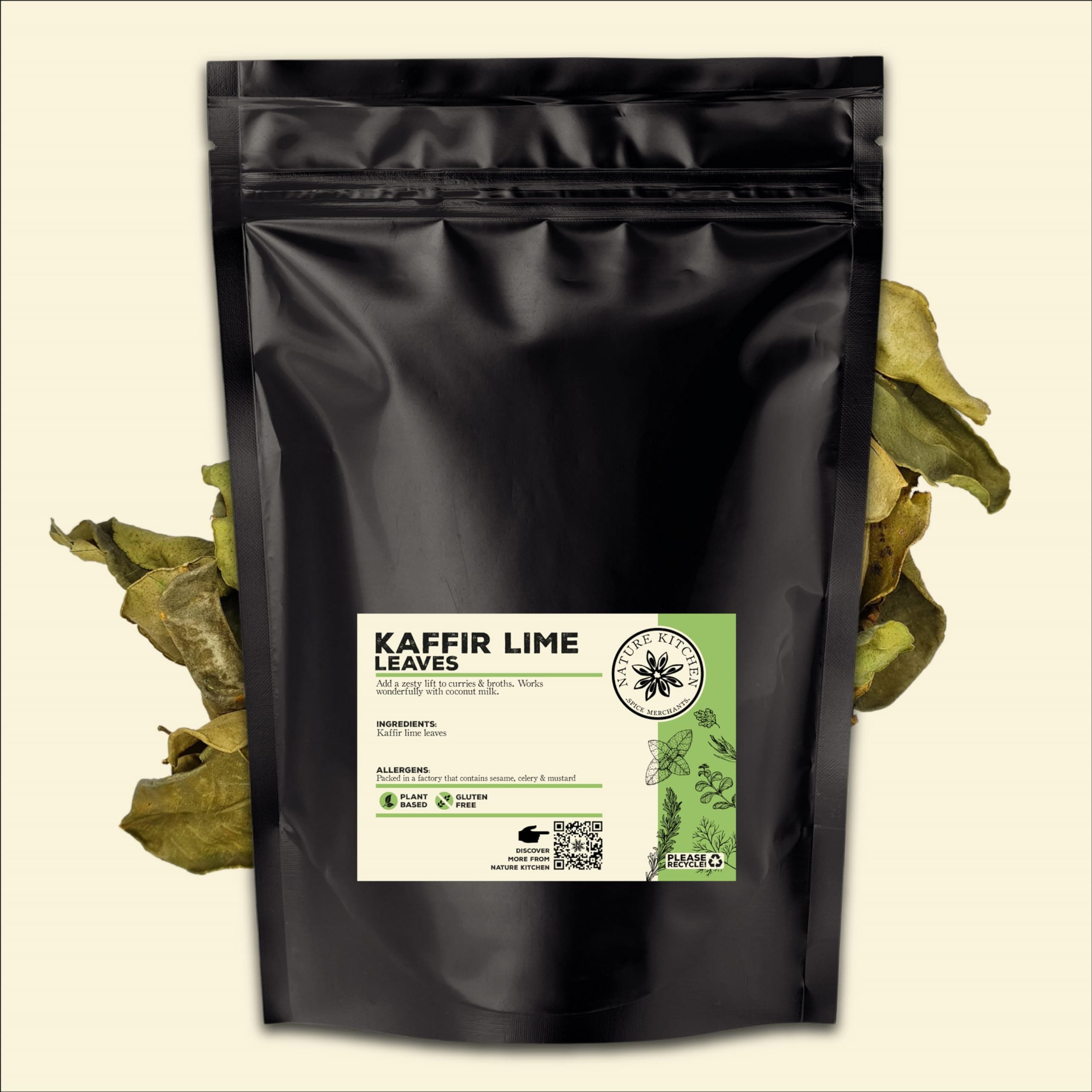Nature Kitchen Kaffir Lime Leaves, 30g Premium Dried Citrus Leaves for Thai Cooking, Gluten Free, Vegan, Intense Aromatic Ingredient for Curries, Soups, Stir Fries and Asian Cuisine