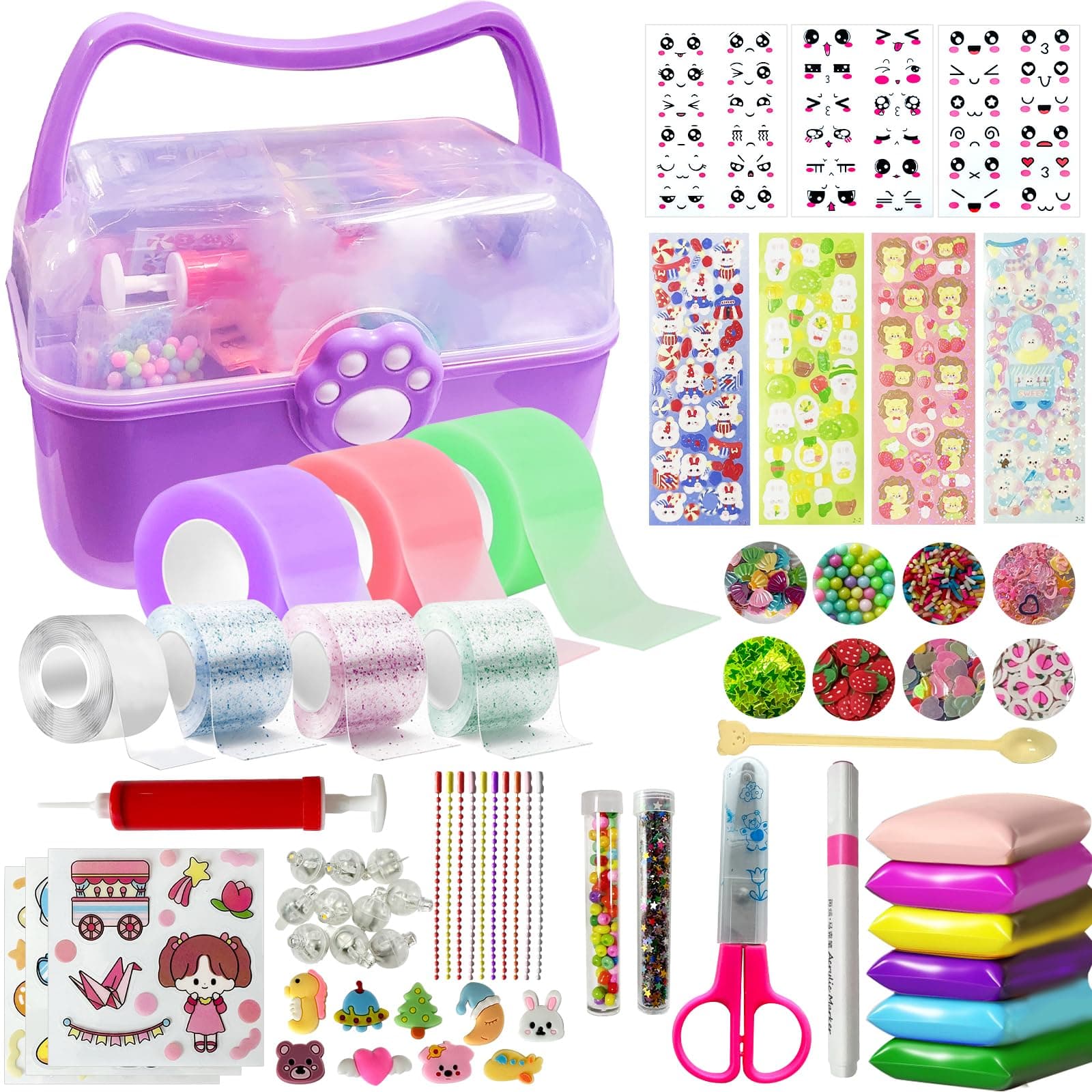 Nano Tape Bubble Kit for Kids Nano Double Sided Tape for Making Bubbles,500+ Fillings DIY Nano Bubble Tape with Pump Sequins Glitter Powder Stickers,Novelty Toy for Girls Boy