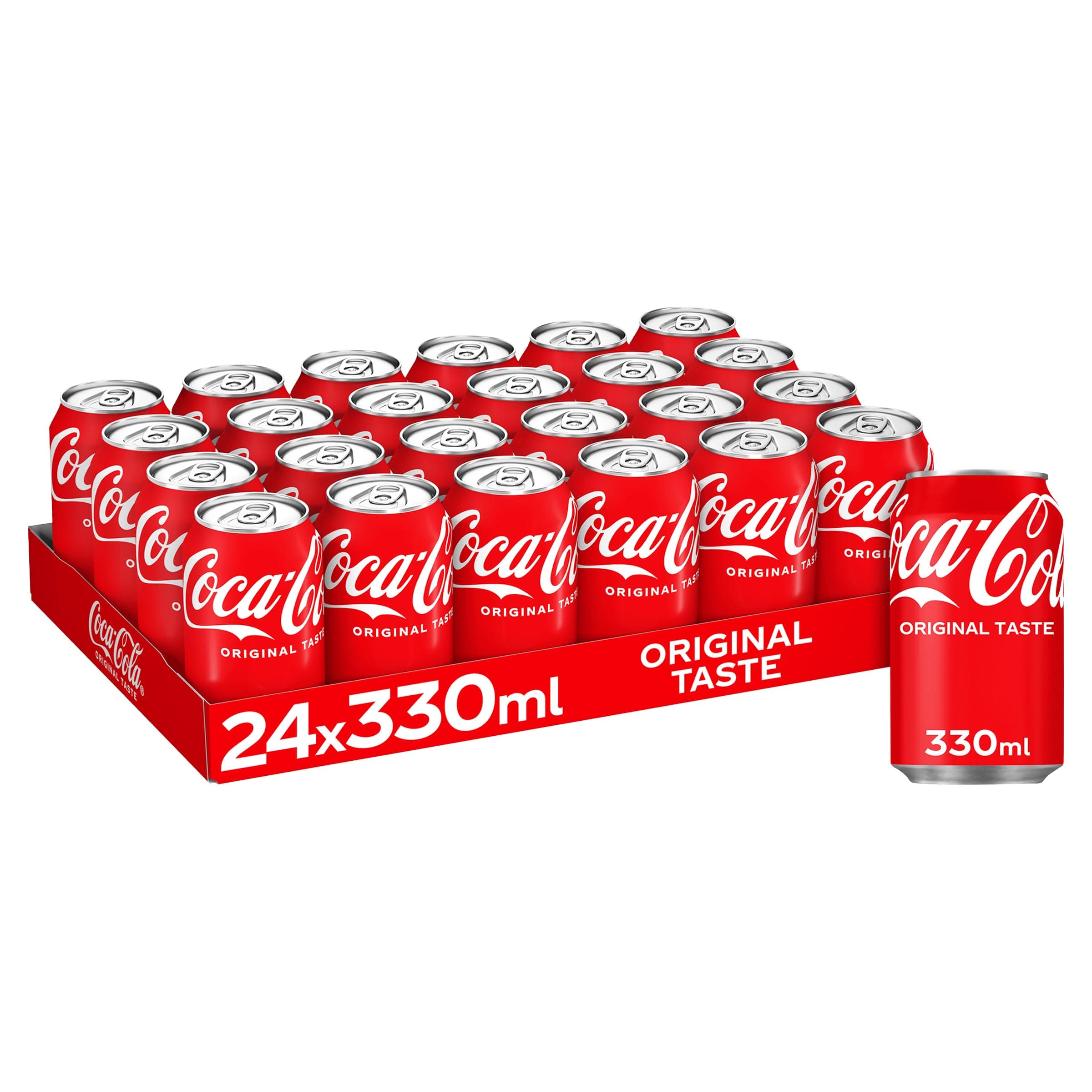 Original Taste, Pack of 24 Cans x330ml, Crisp Coke Soft Drinks, Serve Cola Drinks Ice Cold for Maximum Refreshment