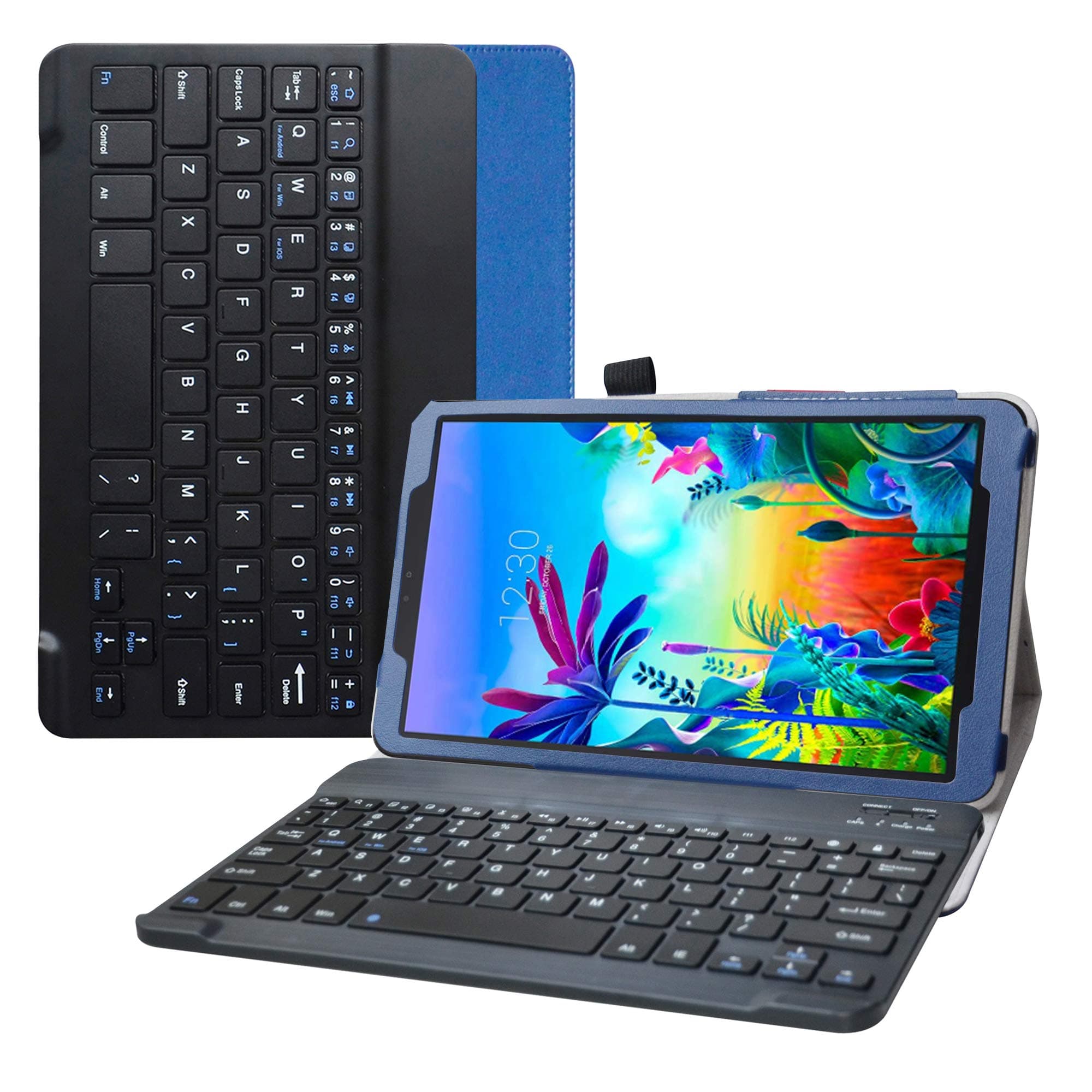 Bige for LG G Pad 5 10.1 Keyboard Case,Slim Stand PU Leather Cover with Romovable Keyboard for 10.1" LG G Pad 5 10.1 T600 Tablet(2019),Blue