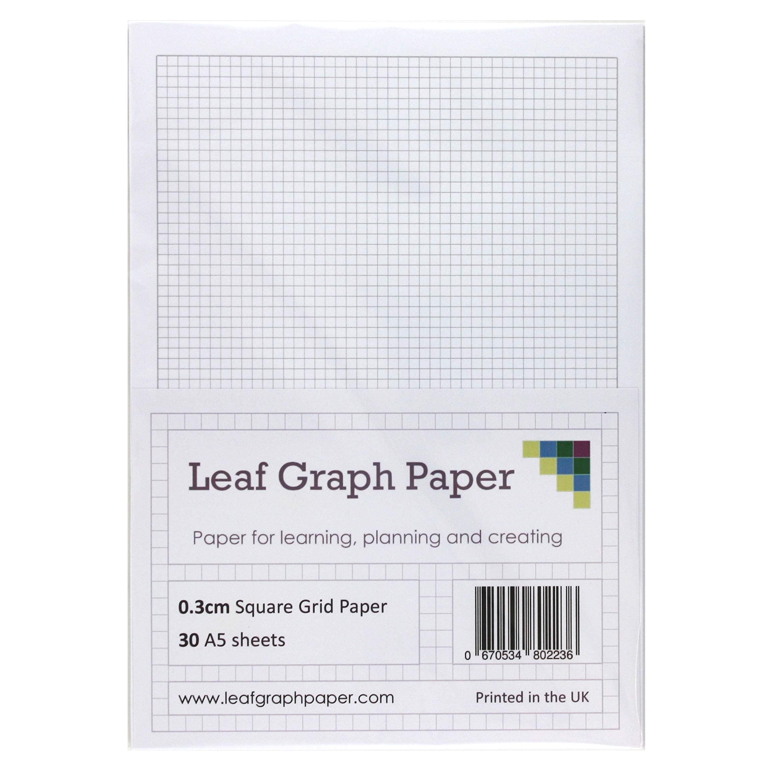 A5 Graph Paper 3mm 0.3cm Squared - 30 Loose-Leaf Sheets - Grey Grid Lines