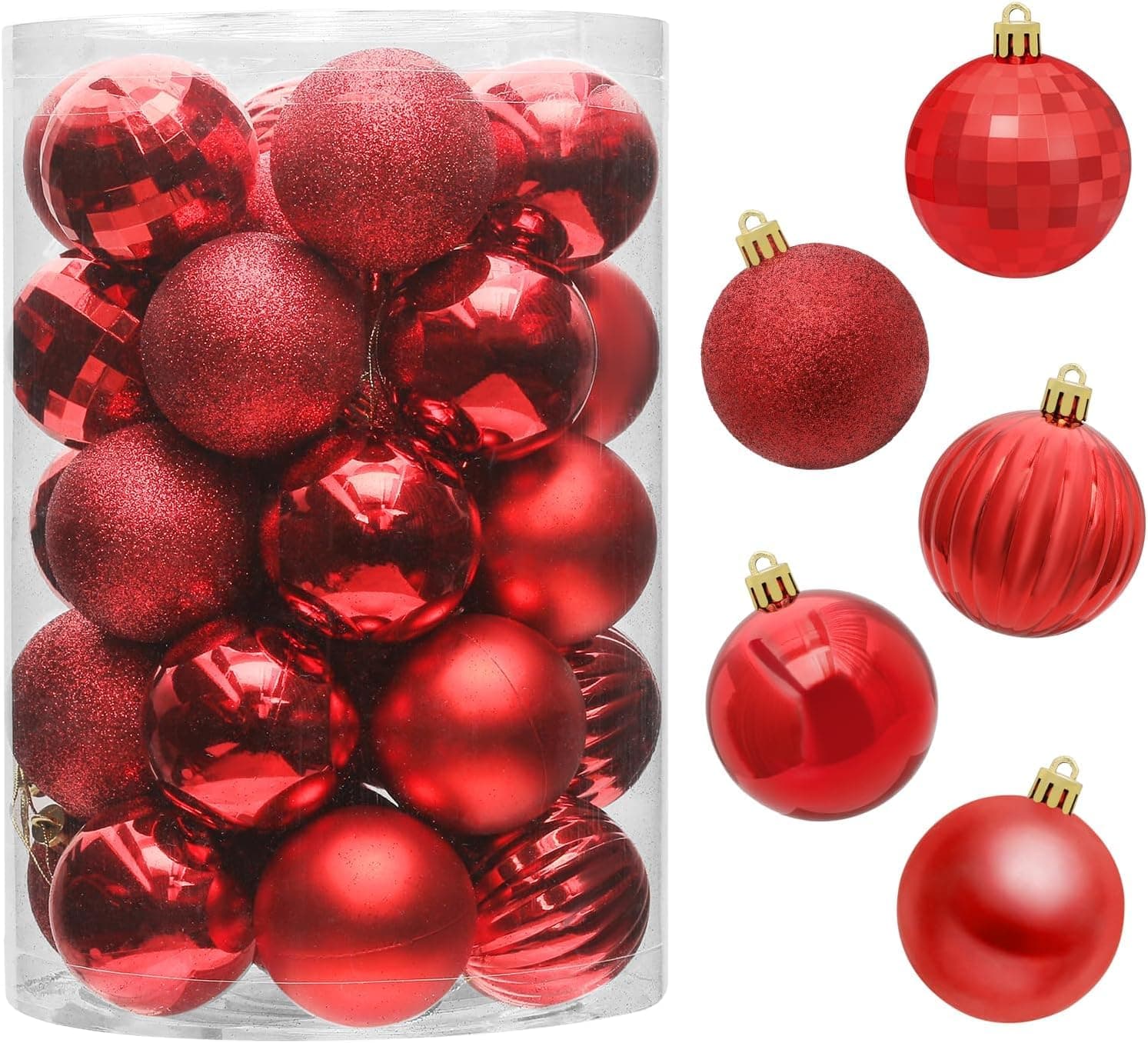 ANDLANY Christmas Balls Ornaments 34 Pcs Shatterproof Christmas Tree Decorations Hanging 4CM Ball for Xmas Tree Holiday Wedding Party Decoration
