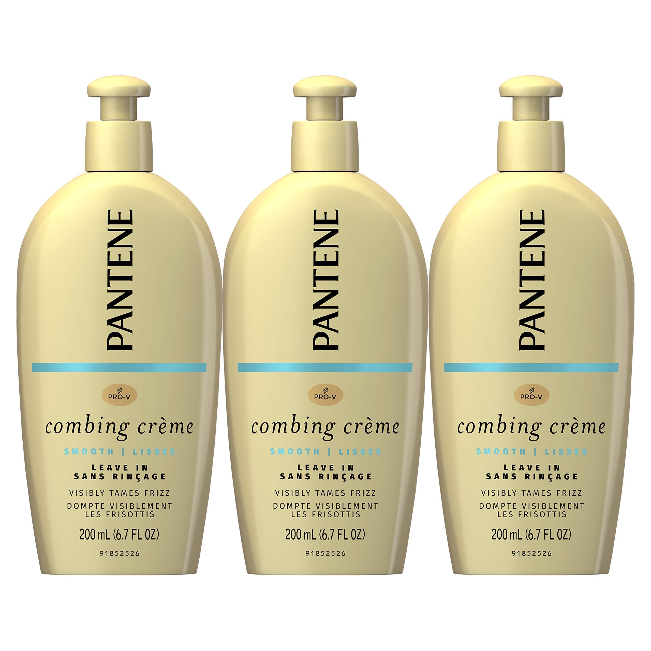 Pantene Combing Cream, Pro-V Smooth Nutrient Boost, Tame Frizz and Block Humidity, 6.7 Fl Oz, Triple Pack