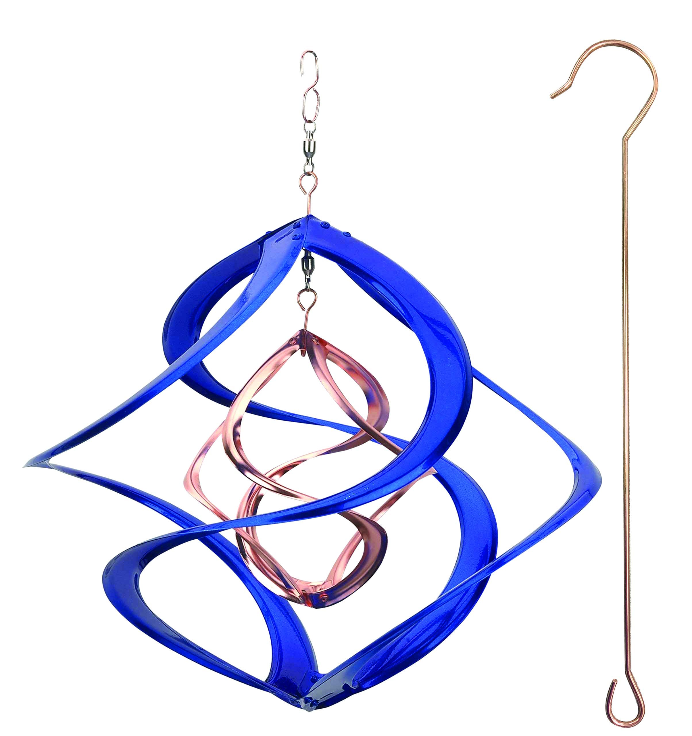 Red Carpet Studios 91093 14-Inch Cosmix Helix Wind Spinner, Deluxe with Hanger Blue & Copper Finish
