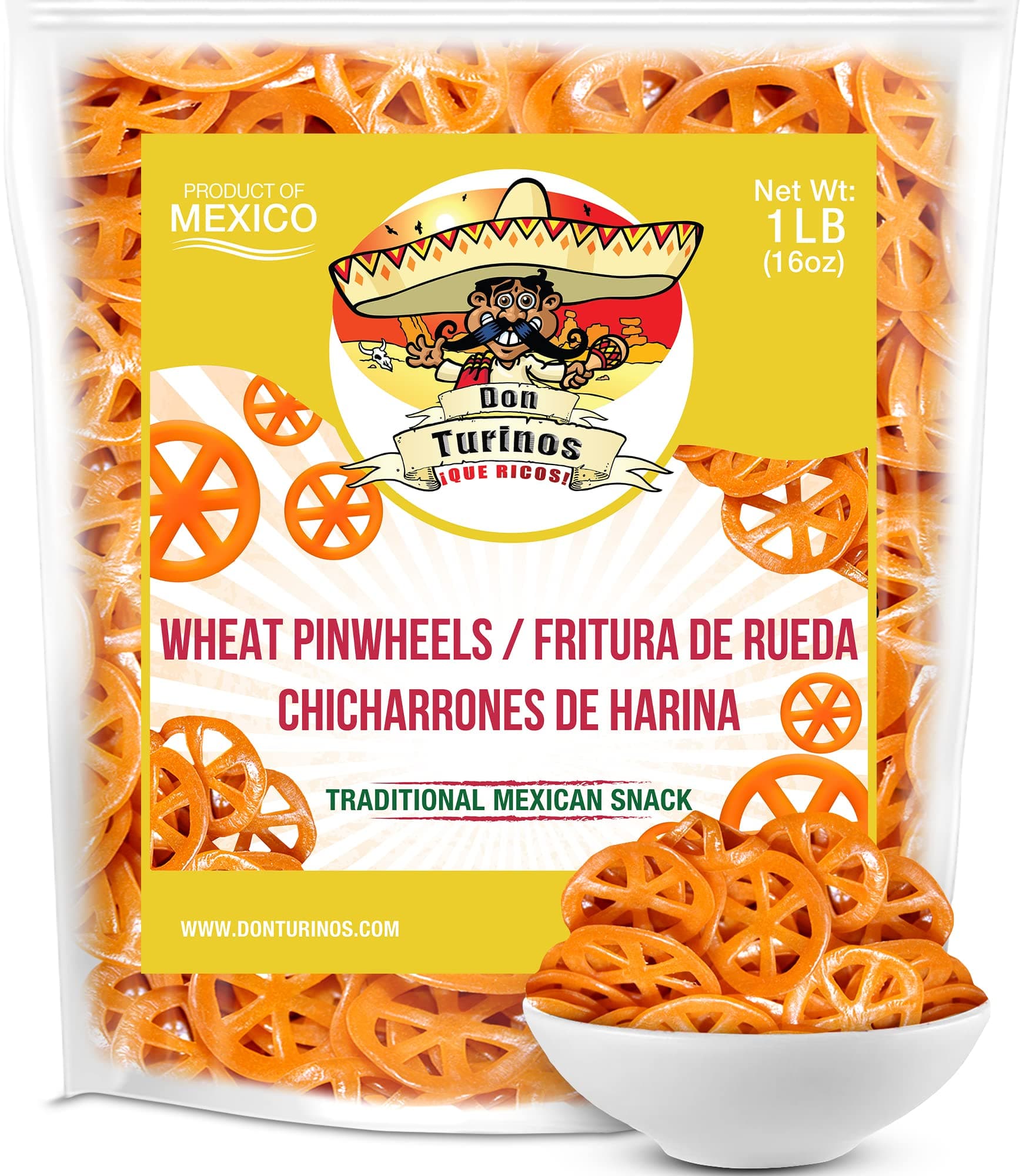 Duritos (Duros) Pinwheels Wheat Snacks 1LB - Mexican Wheat Wheel Pasta - Chicharrones De Harina - by Turinos