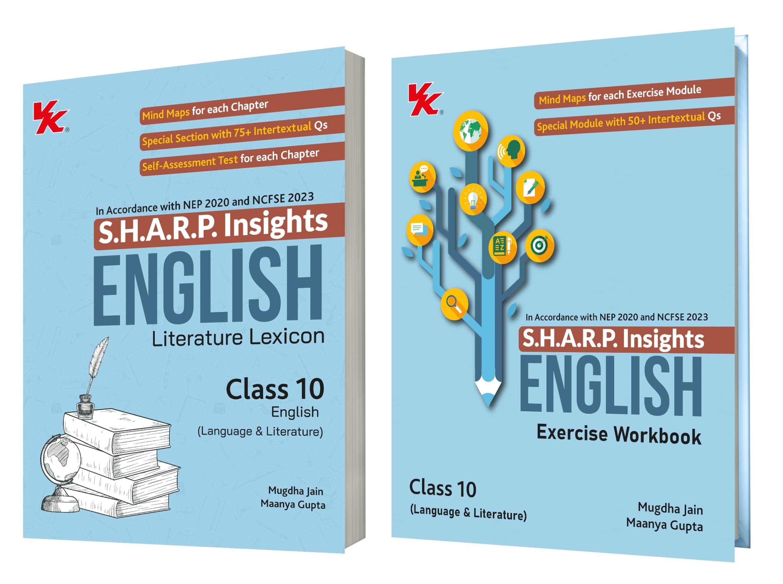 S.H.A.R.P. Insights for CBSE Class 10 English (Language & Literature) Lexicon & Exercise Workbook (Set of 2) by Mugdha Jain (BITS Pilani, IIM-A) & Maanya Gupta (IIM-A) - Edition (2025-26)